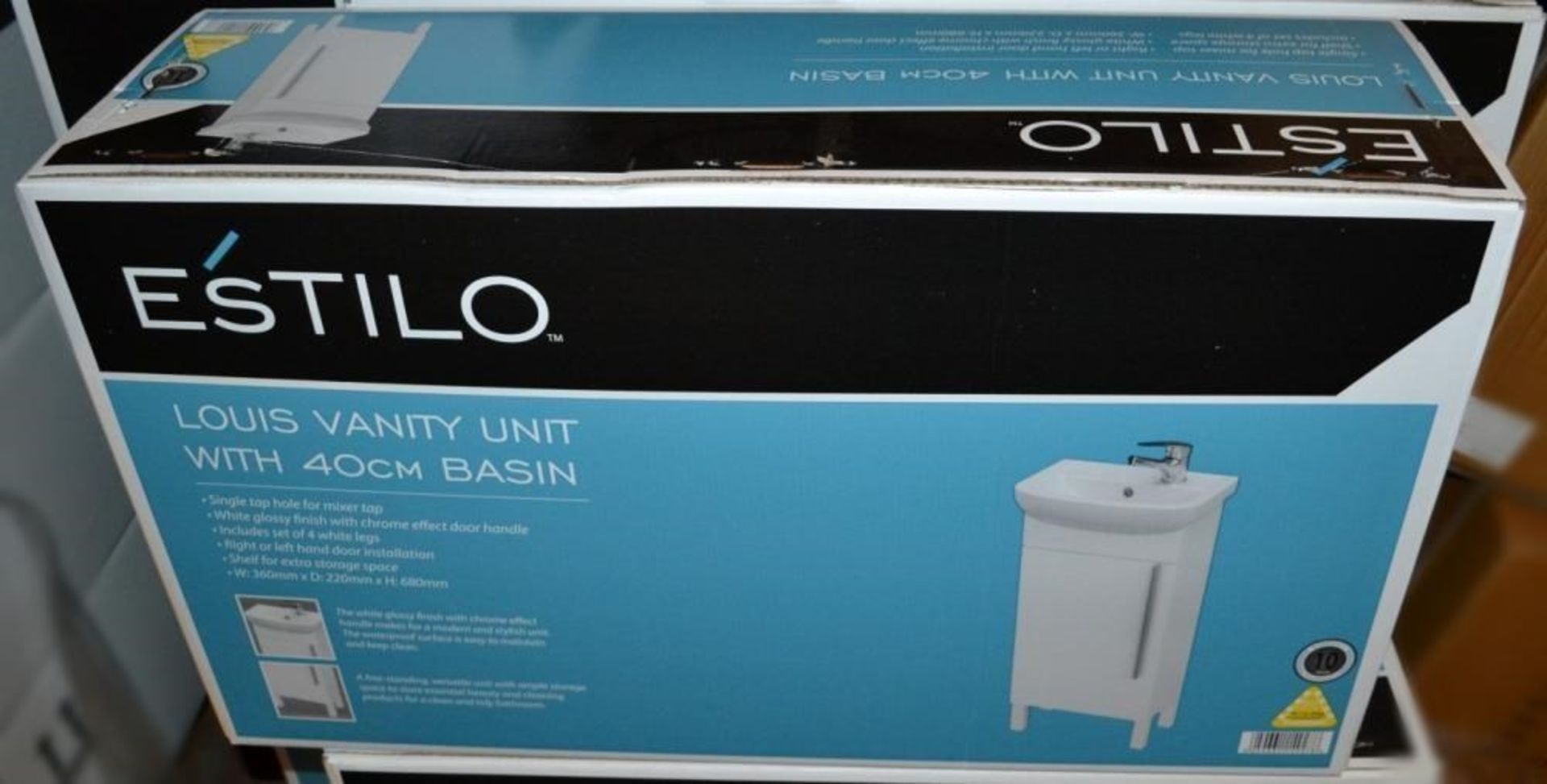 1 x Estilo Louis 40 Vanity Unit & Basin In White - Brand New Boxed Stock - Image 2 of 5