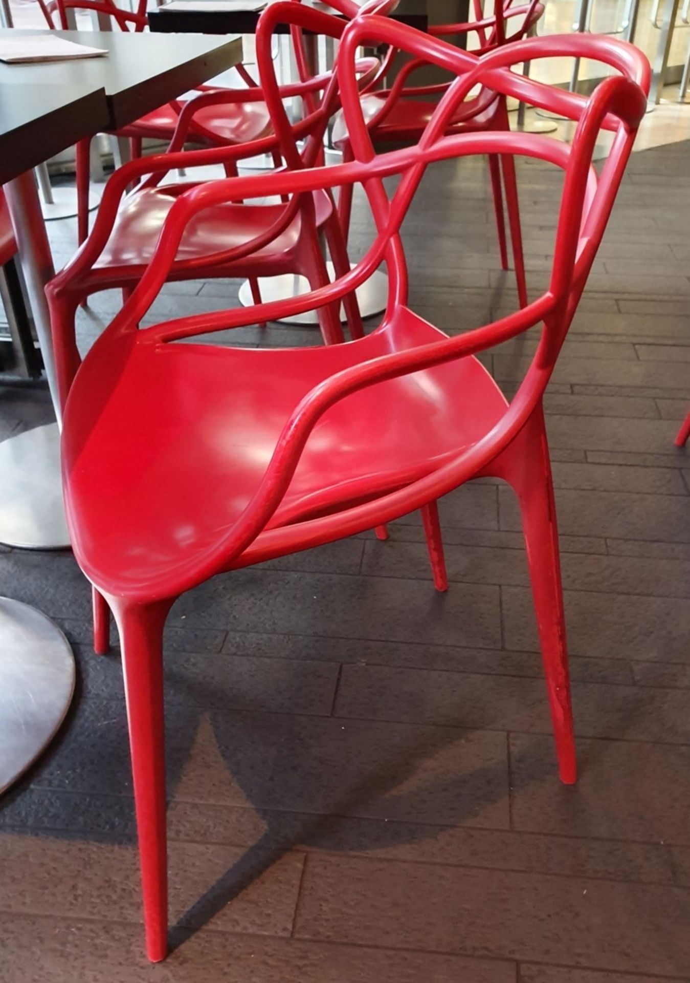 4 x Philippe Starck Inspired 'Masters' Designer Red Gloss Bistro Chairs - BRE007