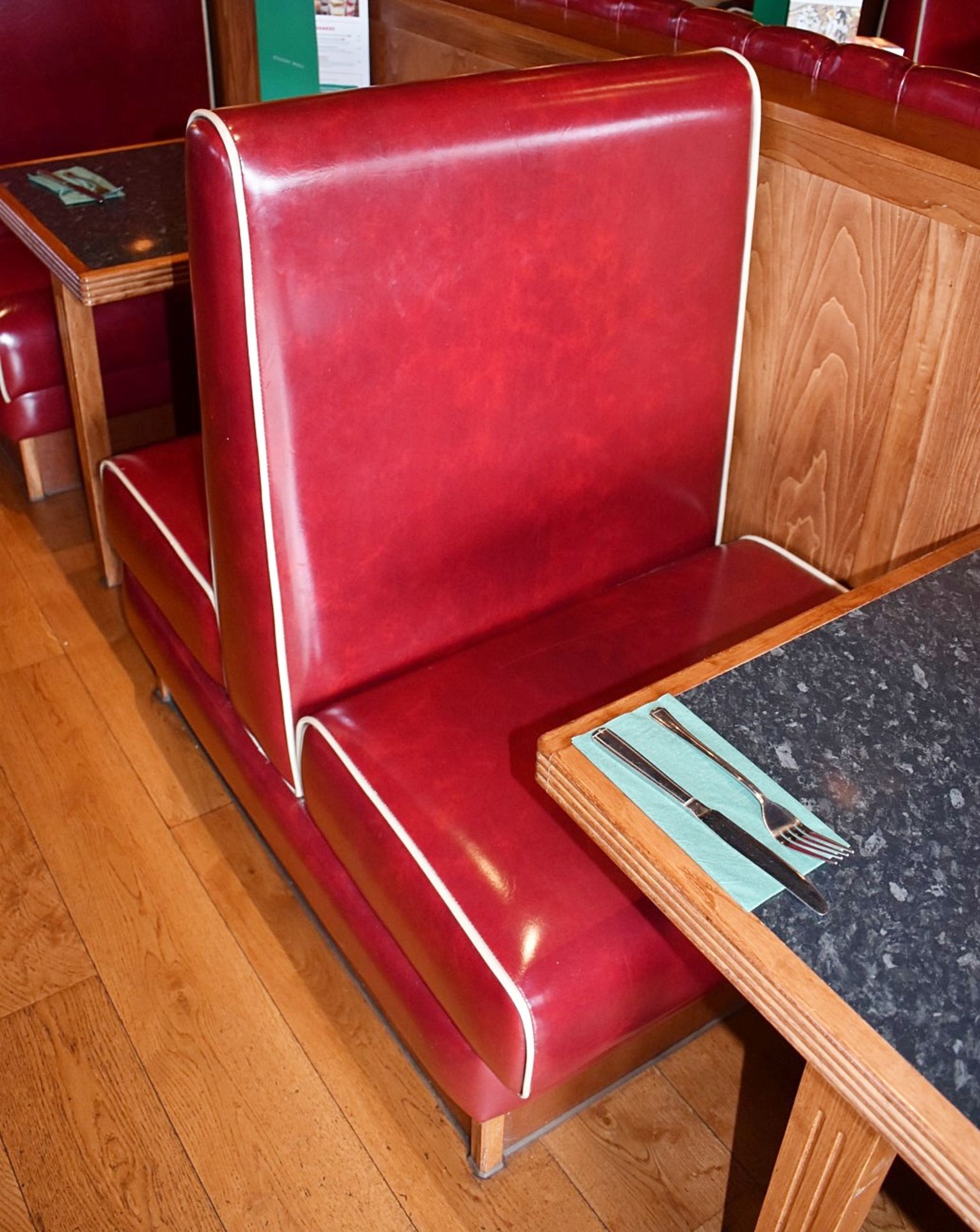 4 x Sections Restaurant Seating - Retro 1950s American Diner Design - Red Faux Leather - Image 6 of 8