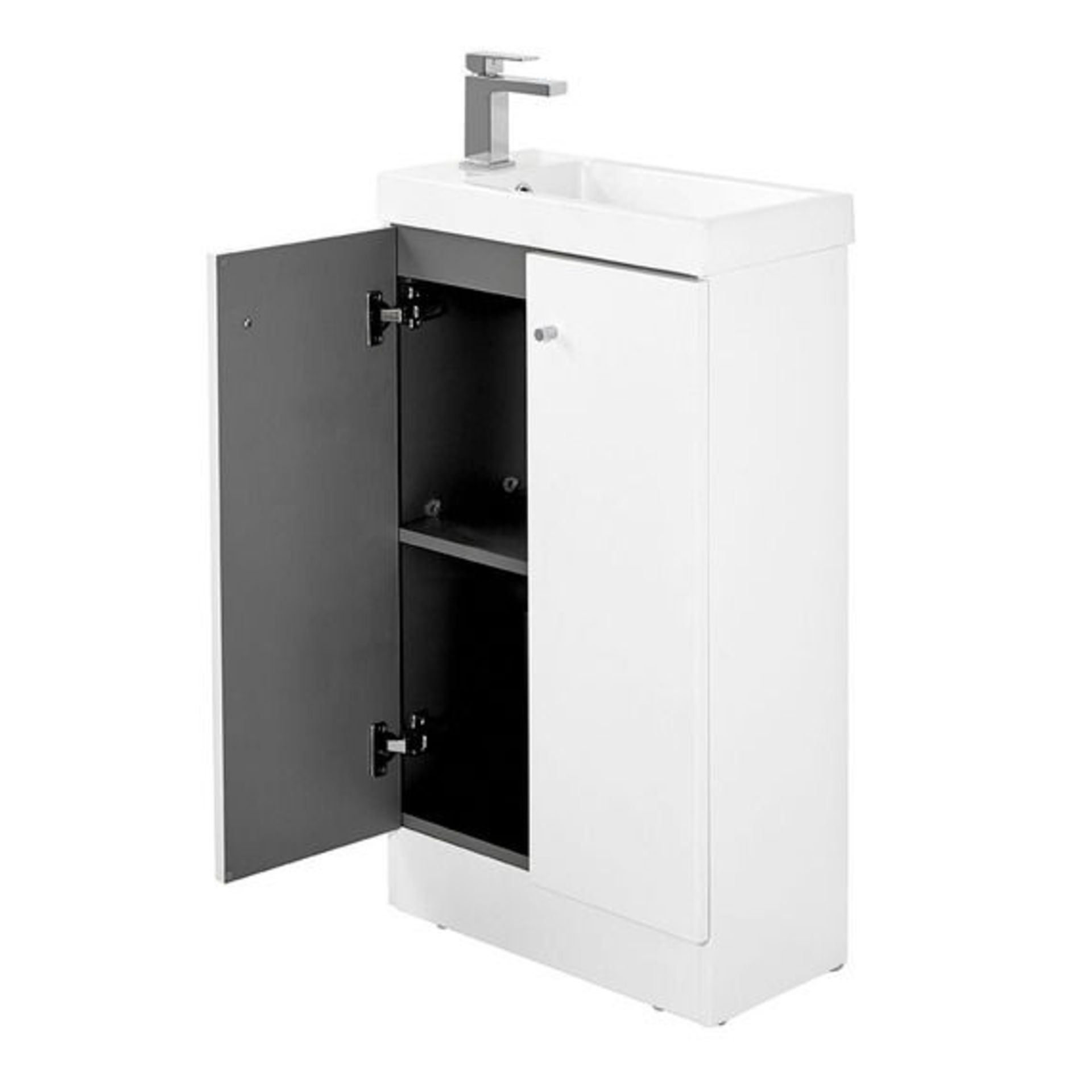 10 x Alpine Duo 495 Floor Standing Vanity Unit - Gloss White - Brand New Boxed Stock - Dimensions: - Image 2 of 5