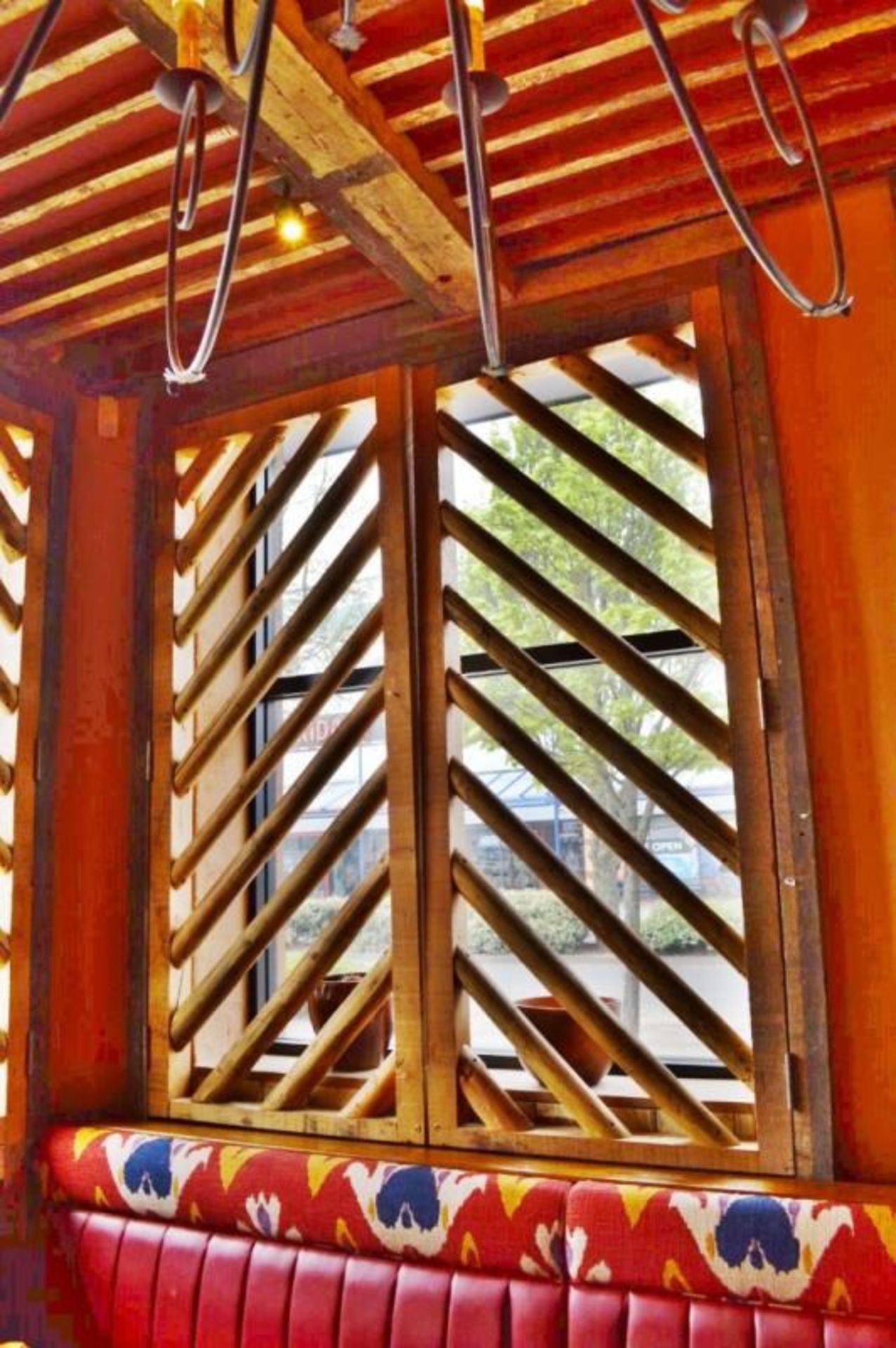 4 x Wooden Timber Window Shutters - Each Shutter Features Two Timber Frames With Round Wood - Image 5 of 5