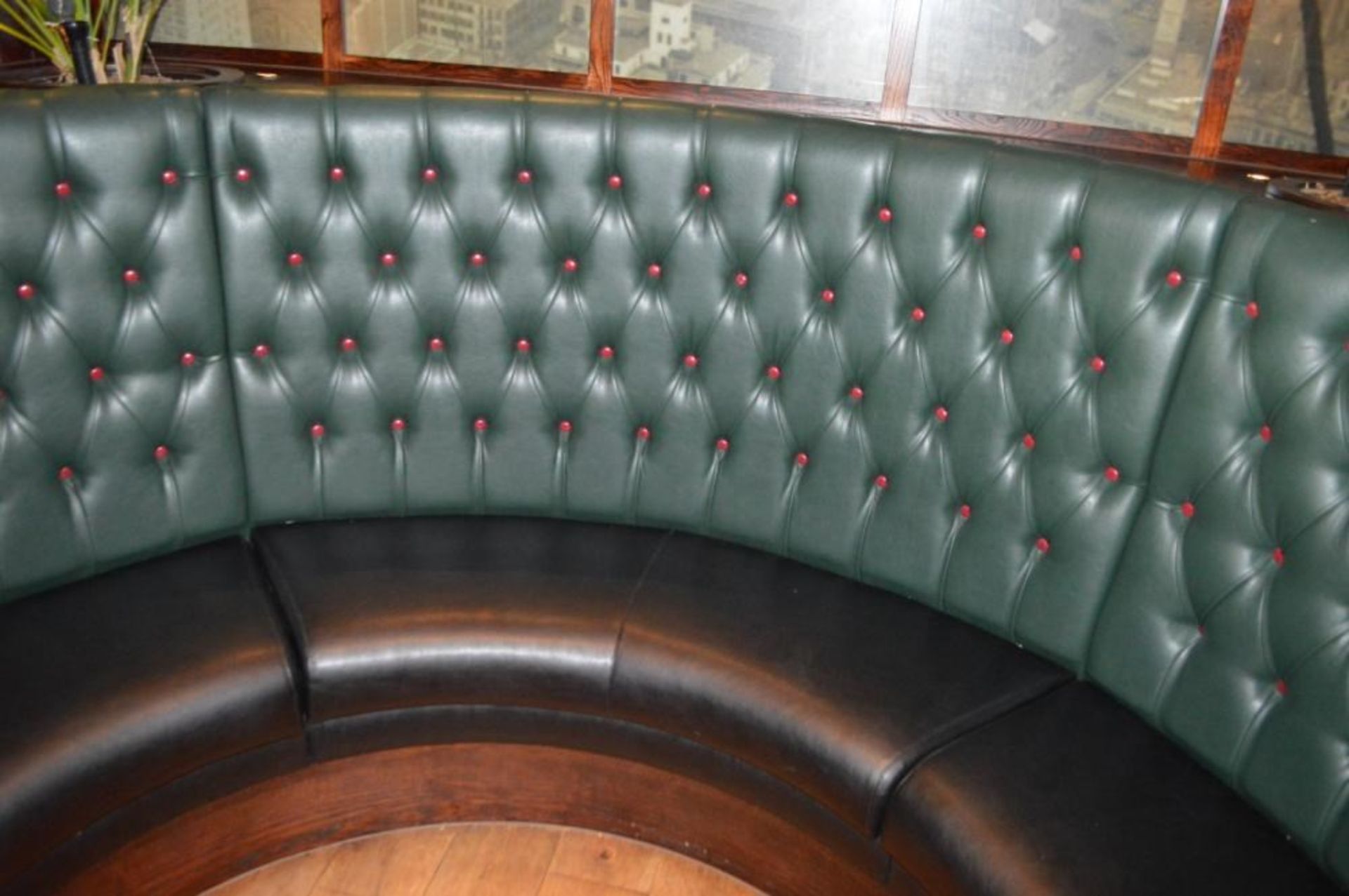 1 x Contemporary U Shape Seating Booth - Features a Leather Upholstery With Green Studded Backrests, - Image 8 of 10