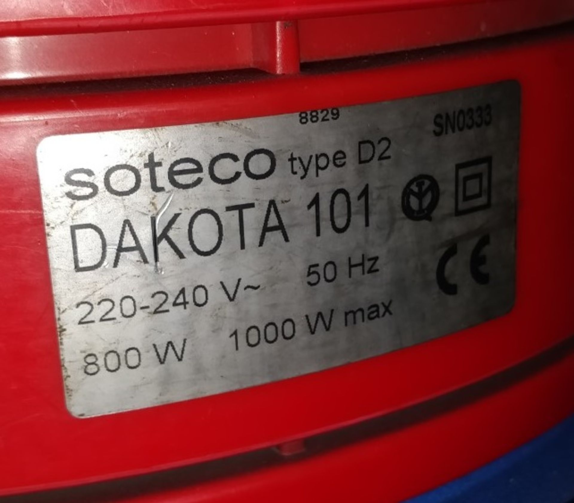 4 x Dakota 101 Soteco D2 800w Vacuum Cleaners - Ref B2 CL409 - Location: Wakefield WF16Provided with - Image 3 of 4