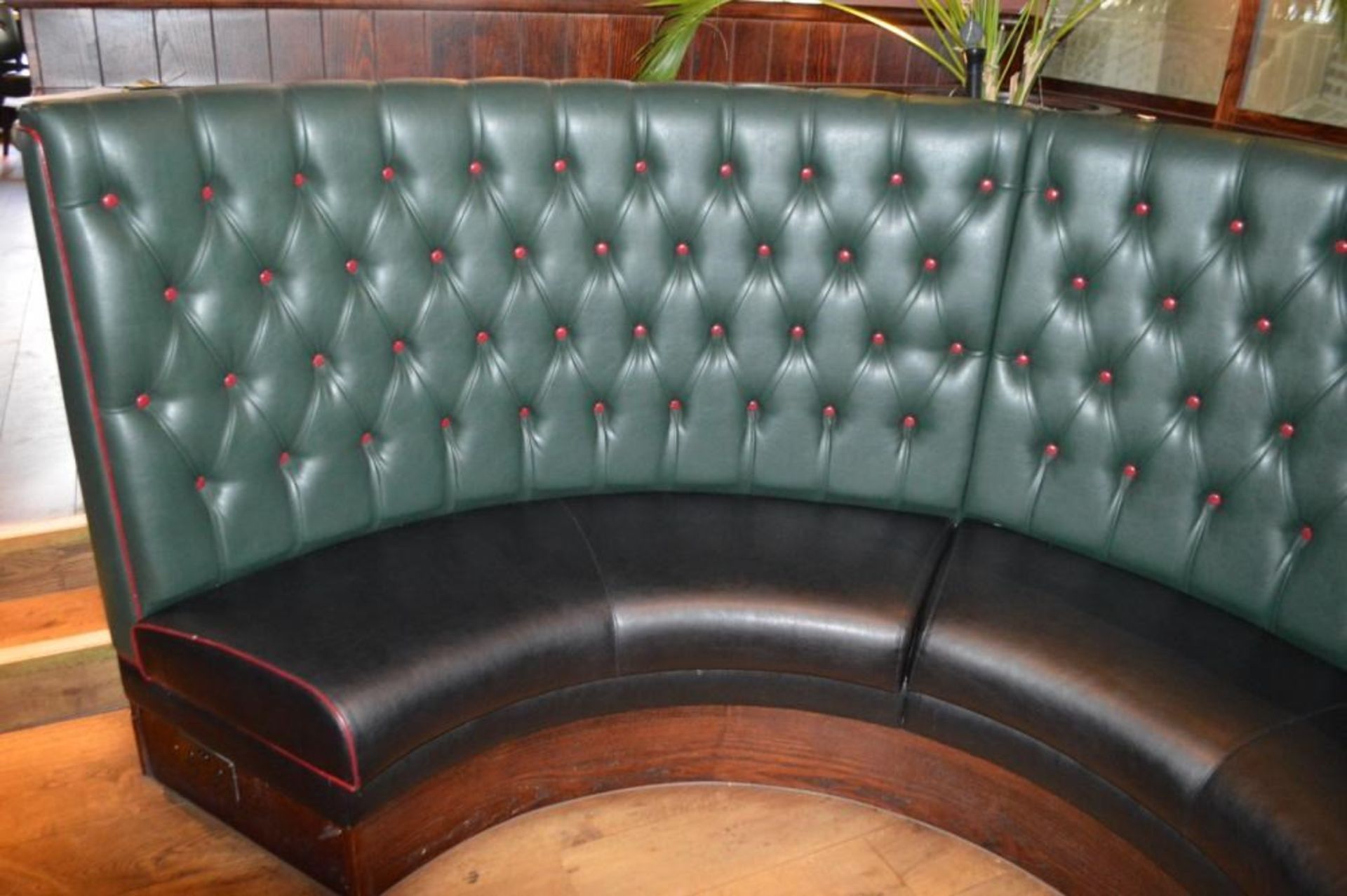 1 x Contemporary U Shape Seating Booth - Features a Leather Upholstery With Green Studded Backrests, - Image 2 of 10