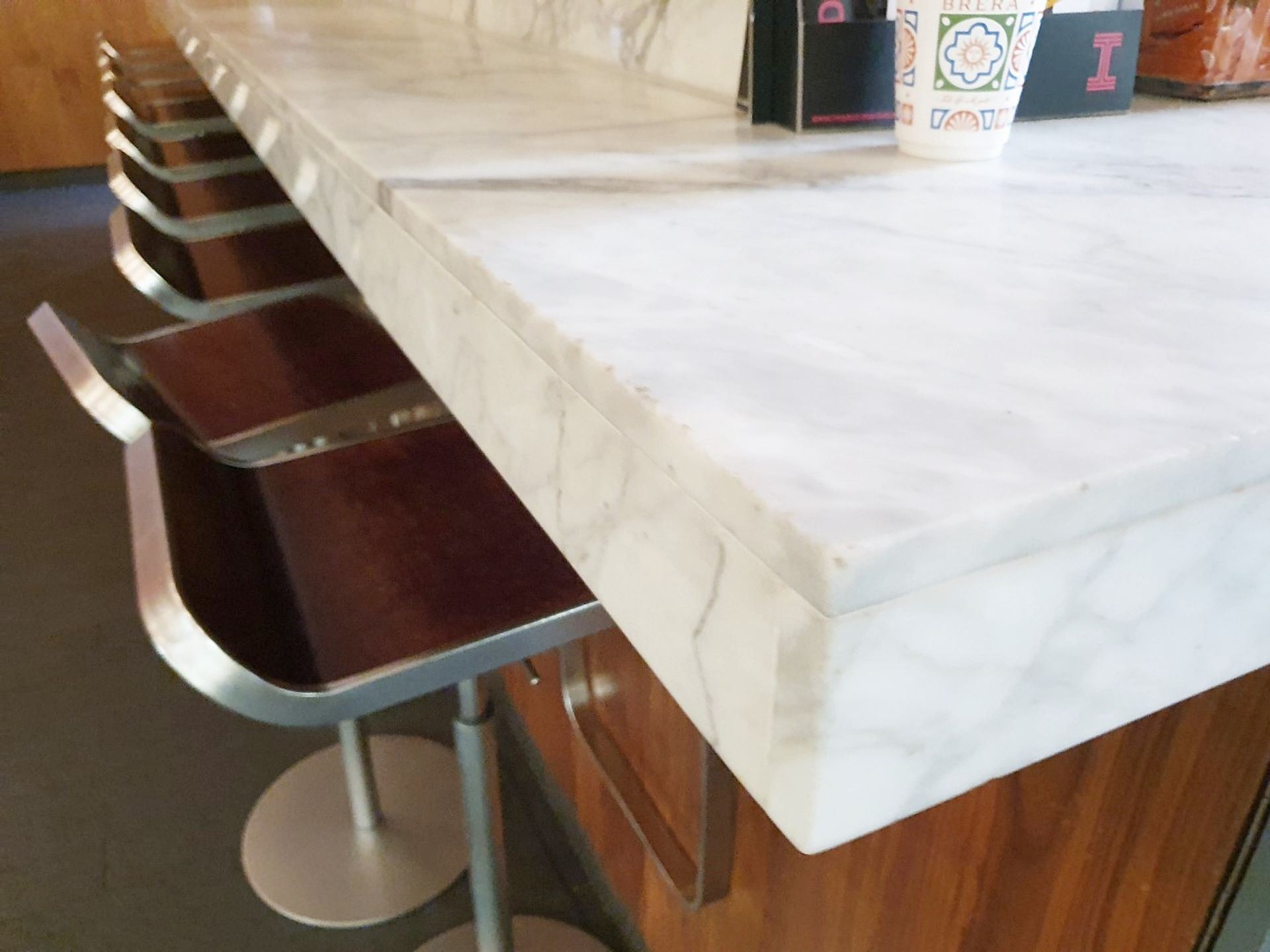1 x White Marble/Granite Breakfast / Coffee Bar Central with Server station - Three piece - Ref: - Image 4 of 6