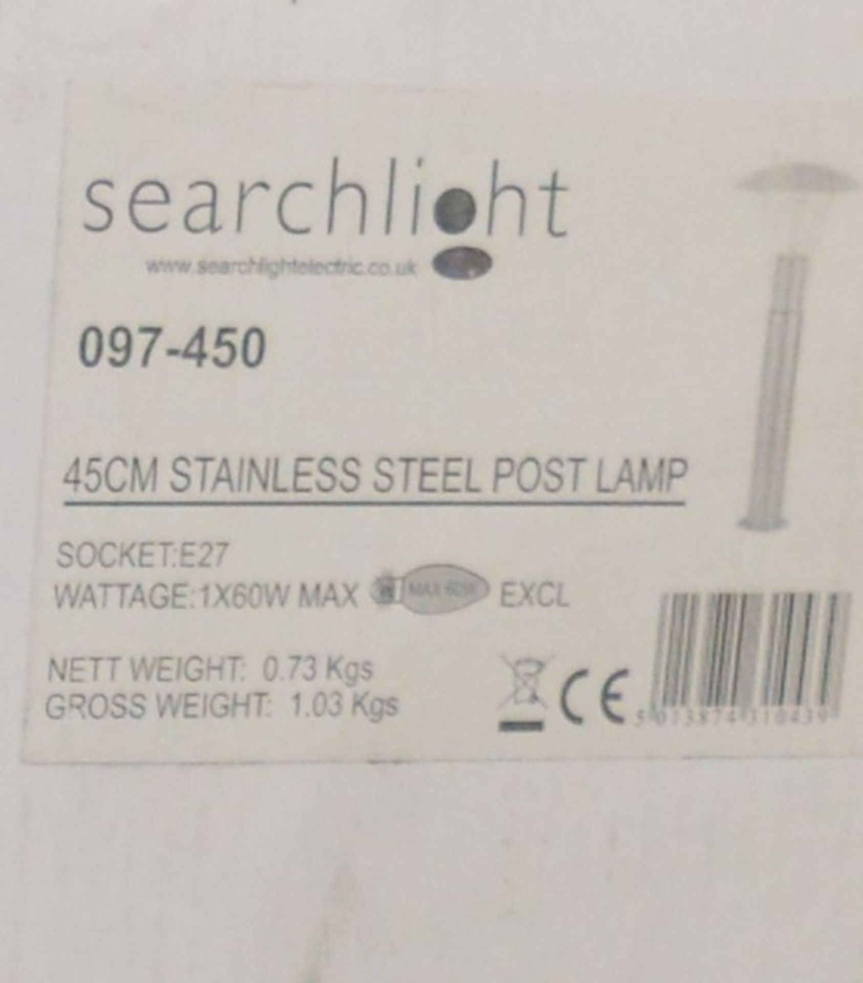 5 x Searchlight 097-450 Stainless Steel Post Lamp - IP44 Rated - Ideal For Gardens, Driveways or