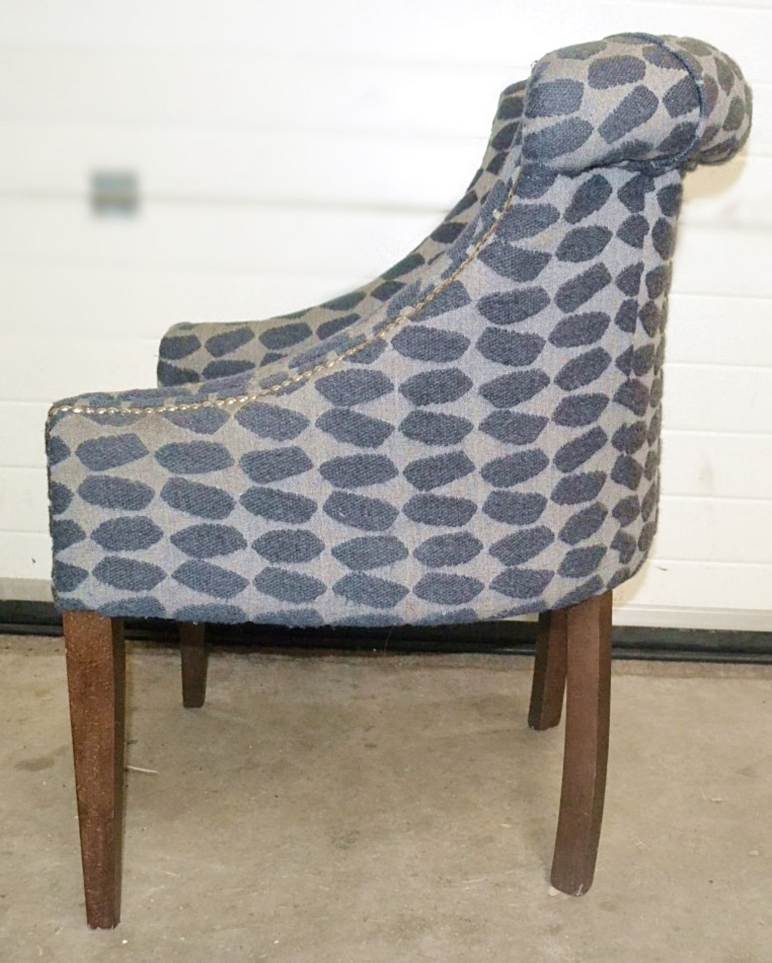 4 x Blue & Grey Upholstered Bar Chairs For Commercial Use - Dimensions (cm): W70 x D60, Back - Image 6 of 6