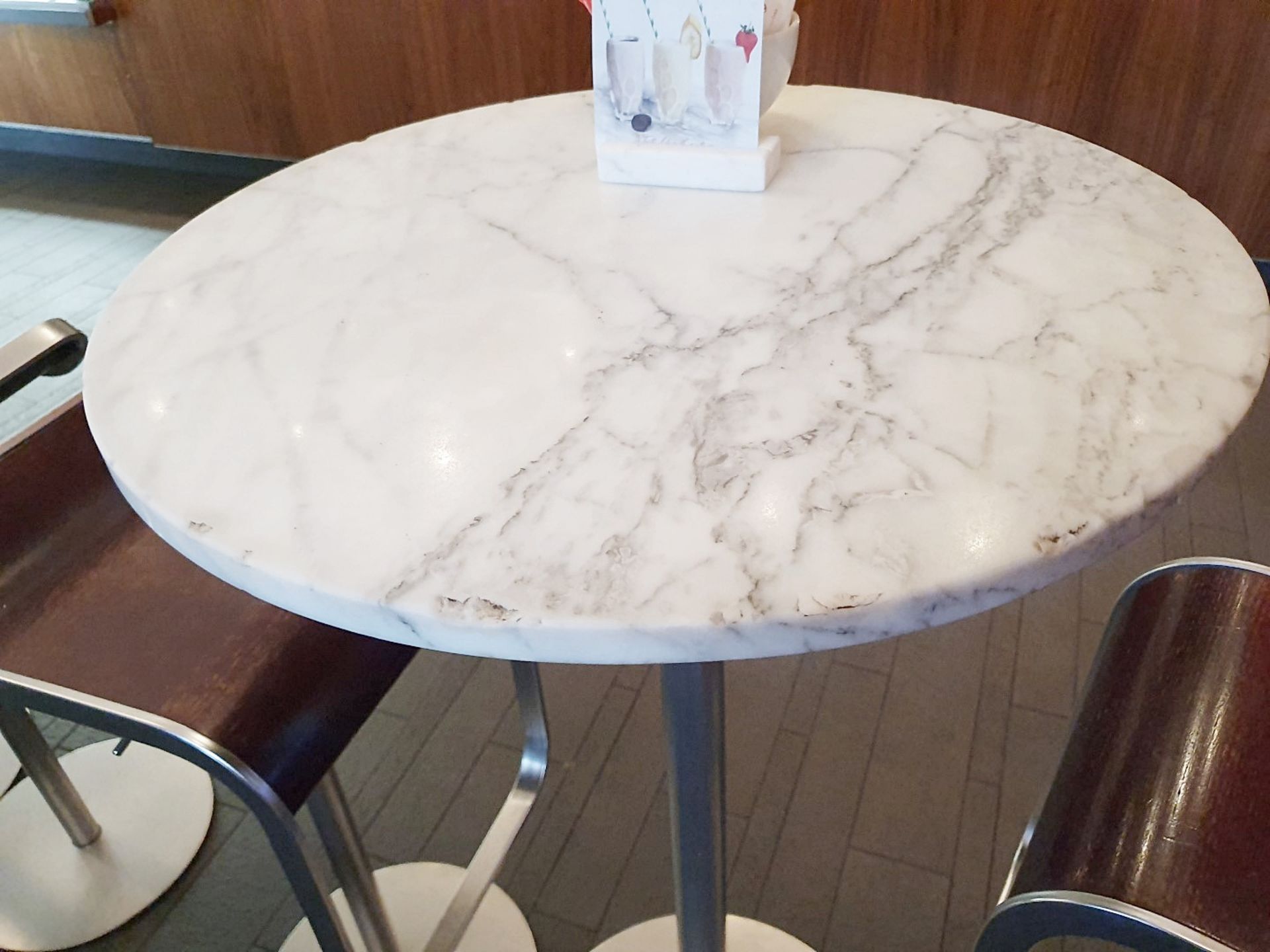 1 x Tall Round Marble/Granite Cocktail Bar Table - Dimensions: Diameter 60cm x Height 111cm - Ref: - Image 5 of 6
