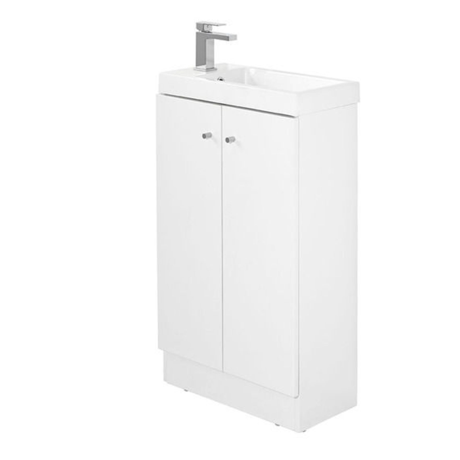 10 x Alpine Duo 495 Floor Standing Vanity Unit - Gloss White - Brand New Boxed Stock - Dimensions: - Image 3 of 5