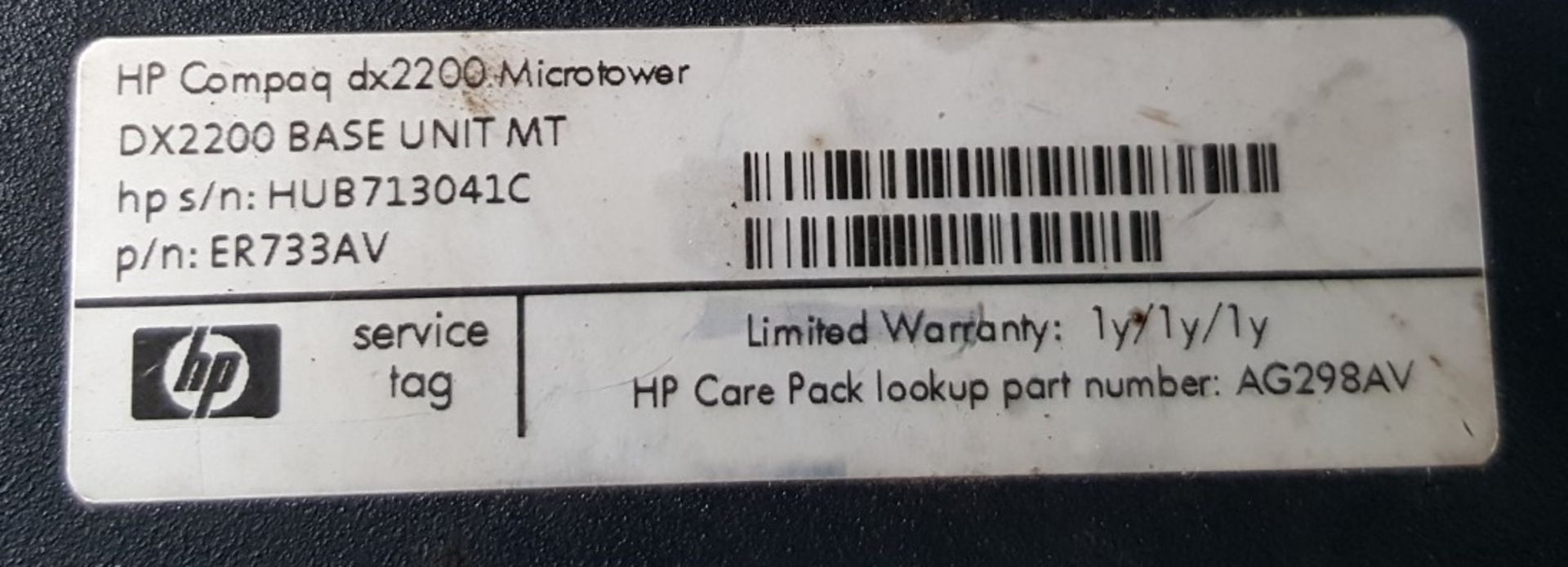 4 x HP Compaq dx2200 MT Desktop PC Intel Pentium 4 3.2GHz 1GB RAM Ref LD407 - Image 5 of 5