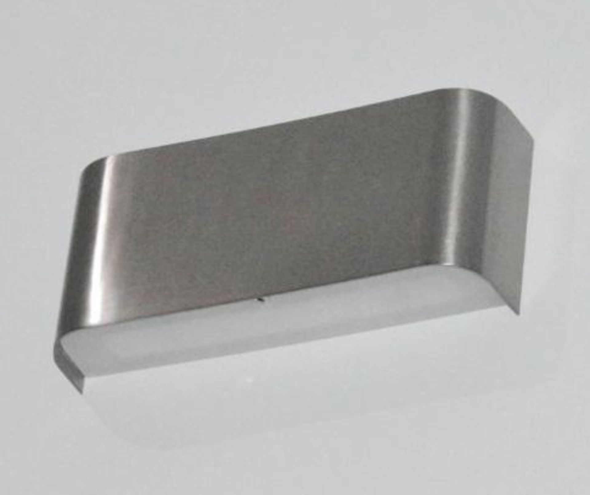 1 x Satin Silver Oblong Curved Wall Light With Up &amp; Down 2 Light LED - Ex Display Stock - CL298 - Image 2 of 2