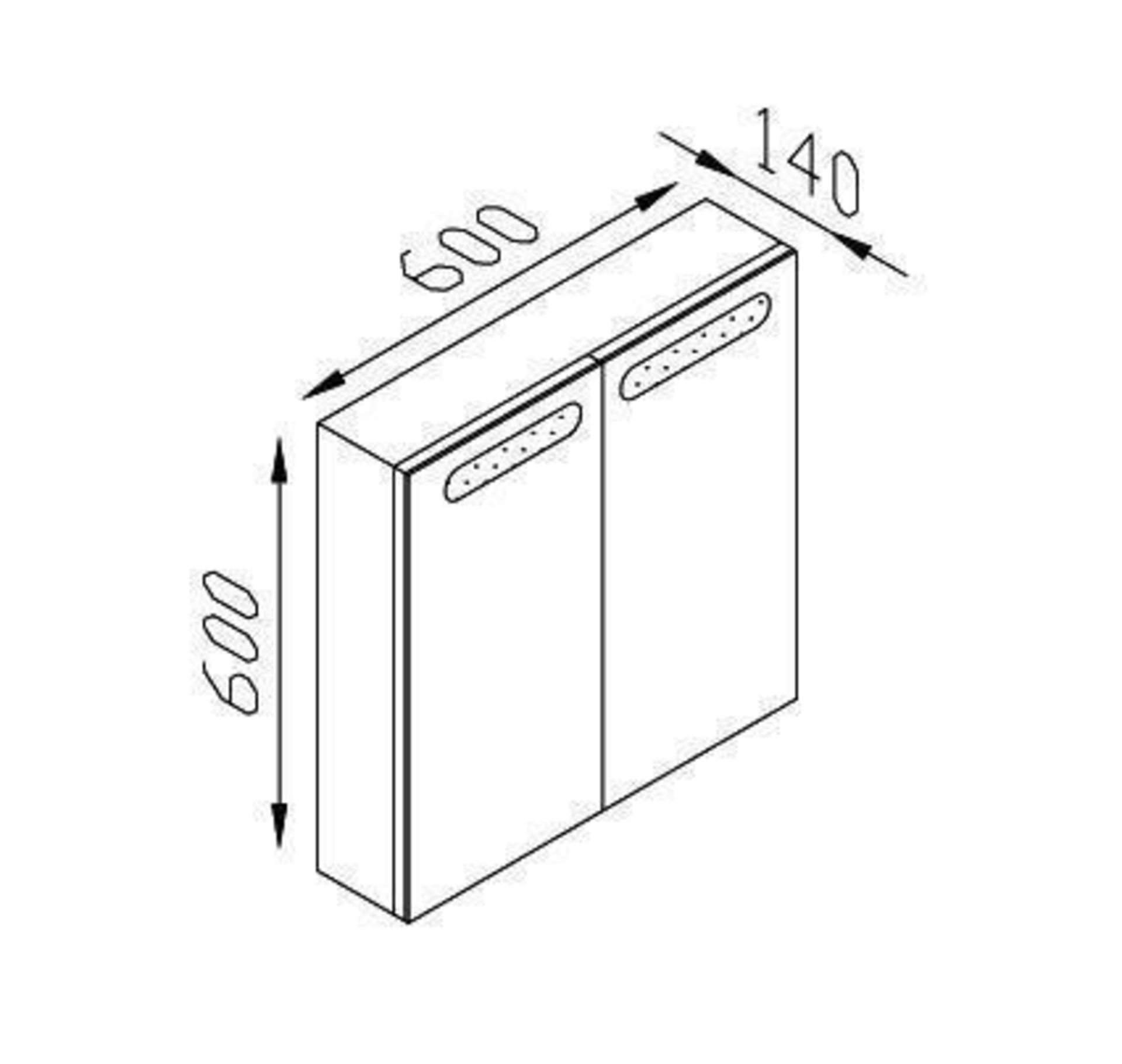 1 x Contemporary Bathroom Eden Mirror Cabinet 60 - B Grade Stock - Ref:AMC12-060 - CL170 - Location: - Image 3 of 6