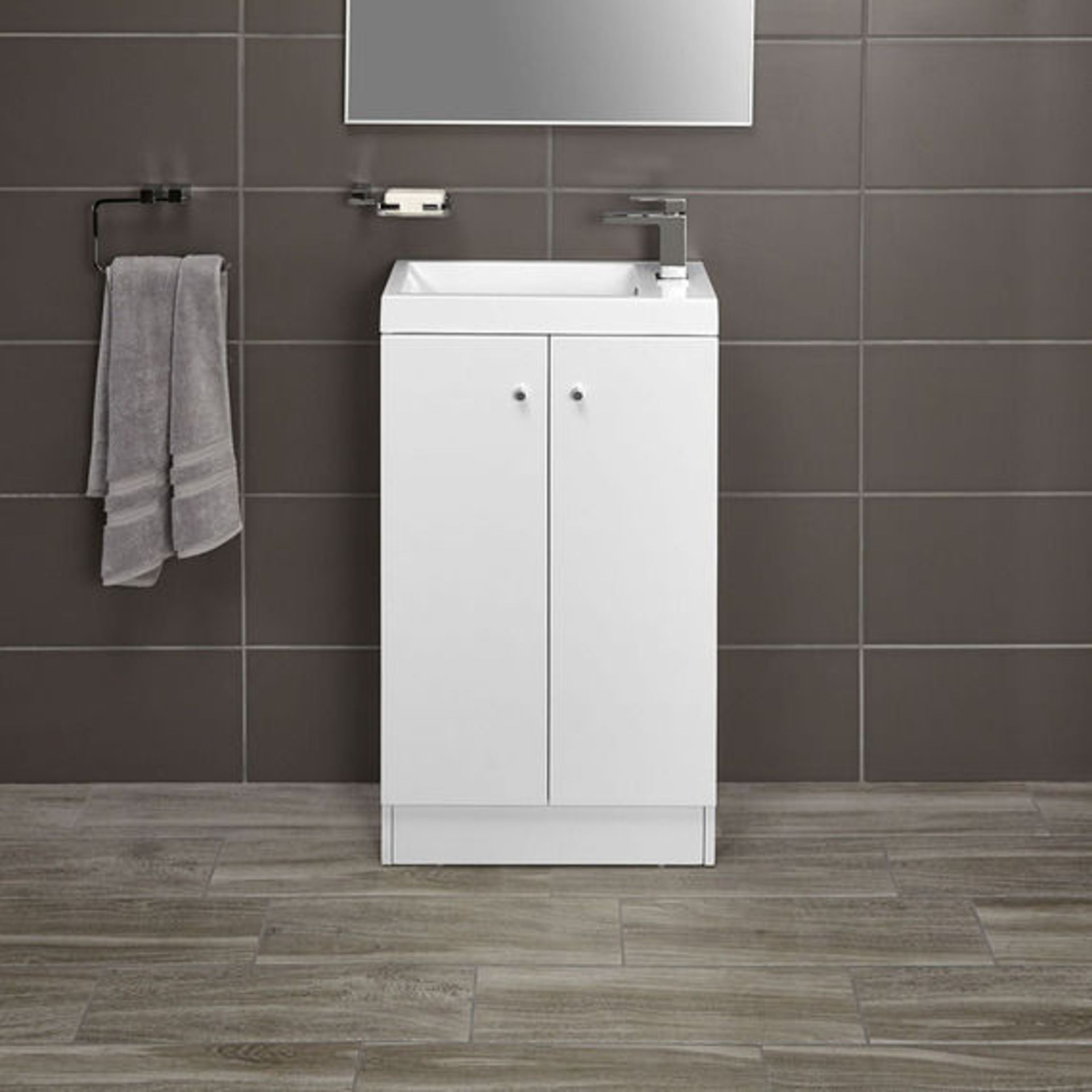 10 x Alpine Duo 495 Floor Standing Vanity Unit - Gloss White - Brand New Boxed Stock - Dimensions: - Image 4 of 5