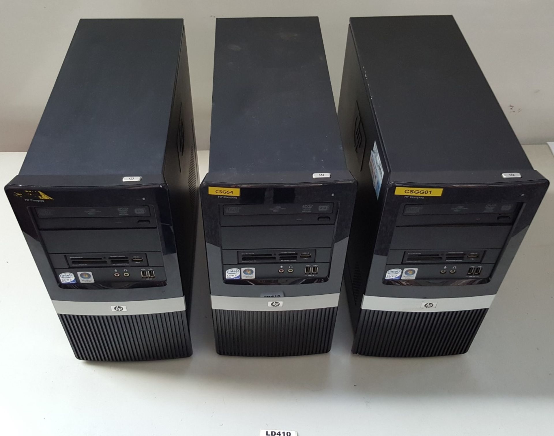 3 x HP Compaq DX2400 Desktop PC Intel Core 2 Duo 3 GHz 2GB RAM - Ref LD410 - Image 3 of 4