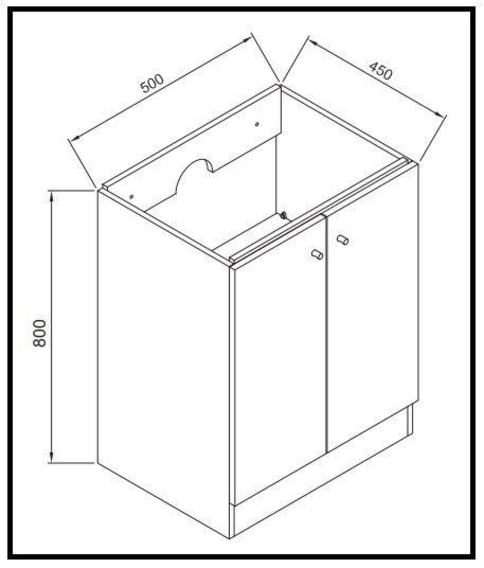 1 x Alpine Duo 500 Floor Standing Vanity Unit - Ultra-Modern Square Design With Soft Close Doors and - Image 4 of 5