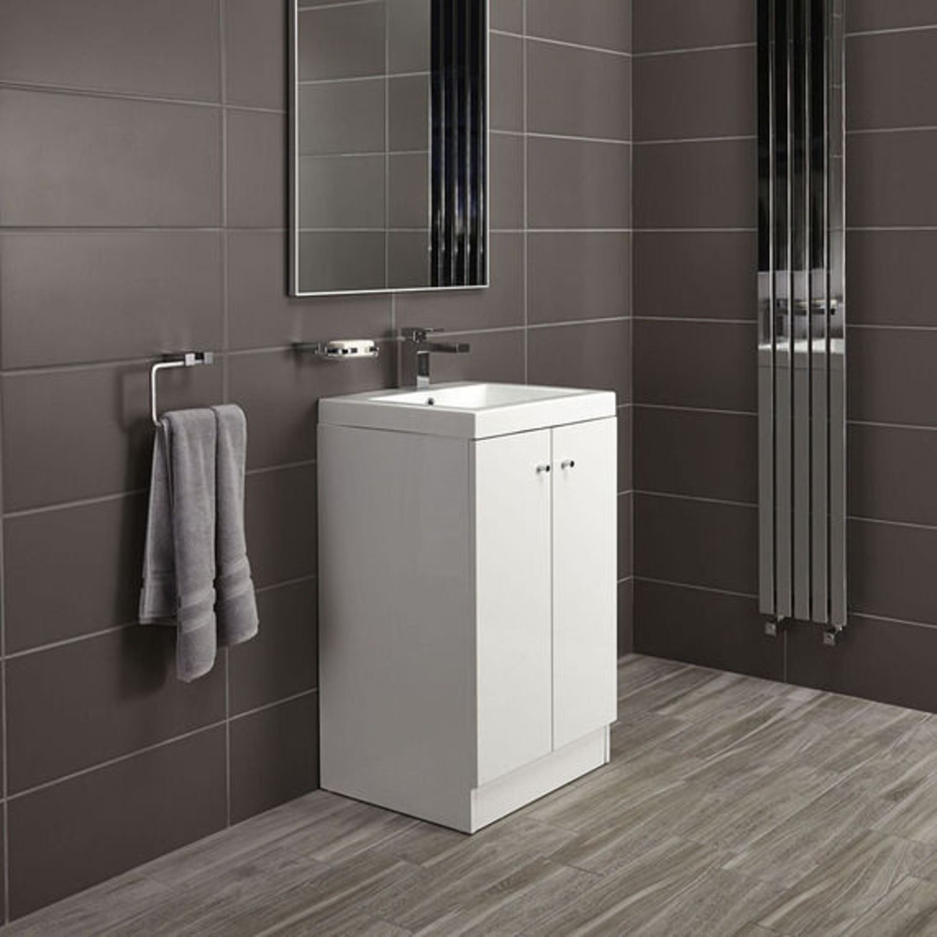 10 x Alpine Duo 500 Floor Standing Vanity unit - Gloss White - Brand New Boxed Stock - Dimensions: