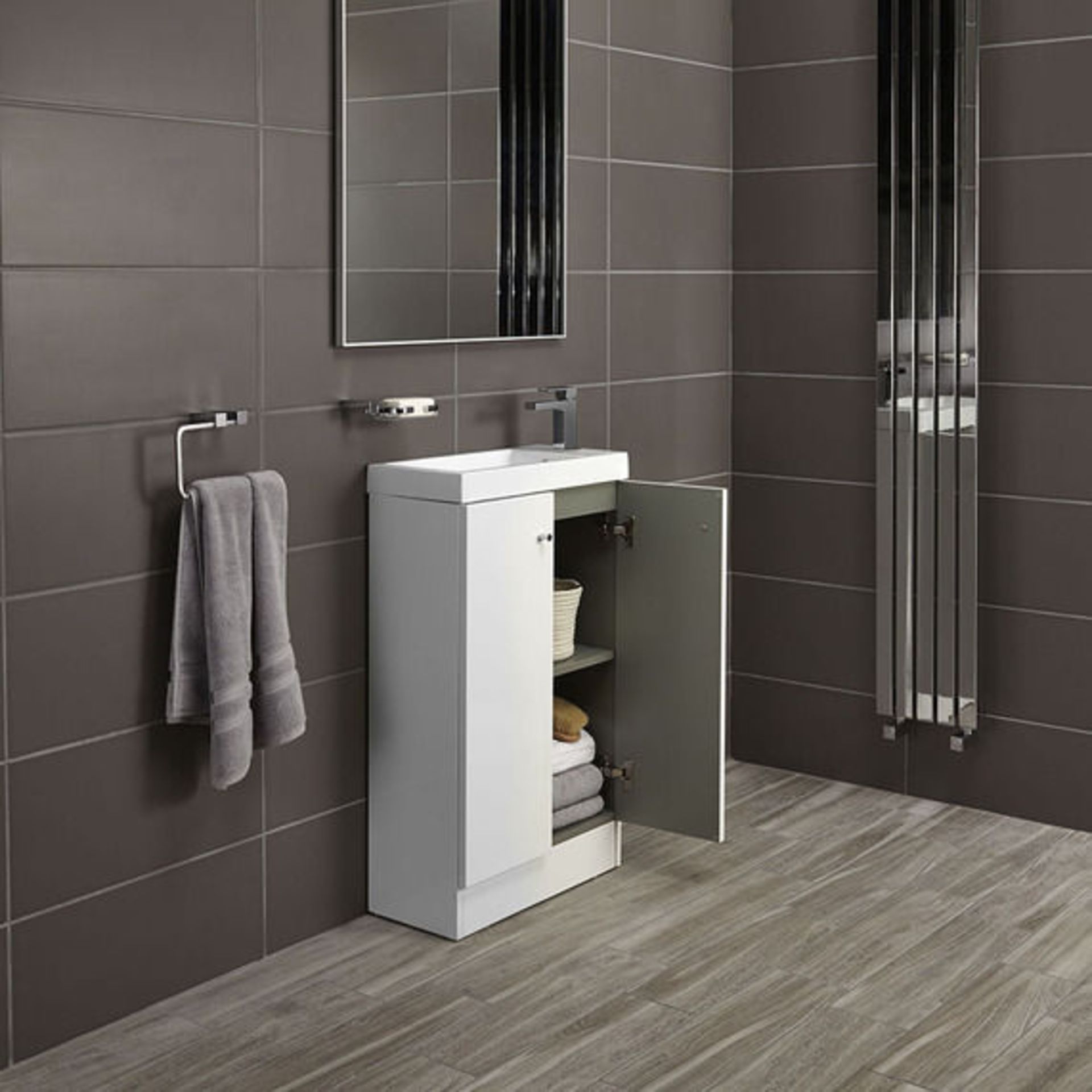 10 x Alpine Duo 495 Floor Standing Vanity Unit - Gloss White - Brand New Boxed Stock - Dimensions: - Image 5 of 5