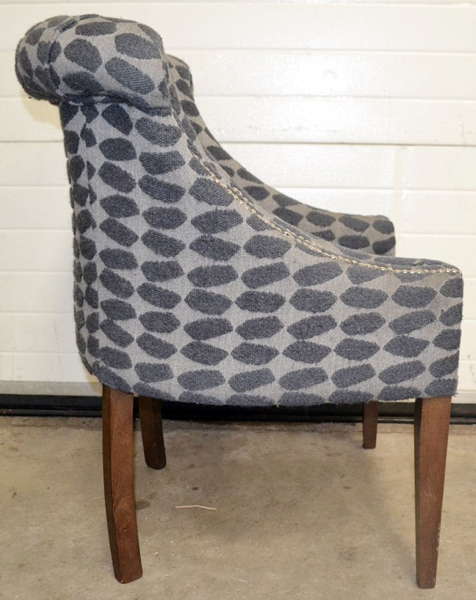 4 x Blue & Grey Upholstered Bar Chairs For Commercial Use - Dimensions (cm): W70 x D60, Back - Image 4 of 6