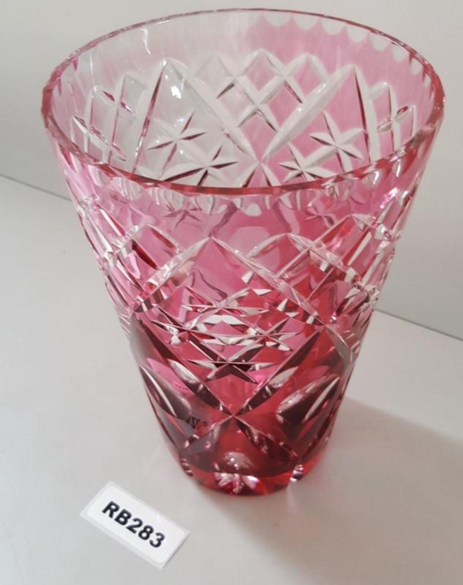 1 x Bohemian Cranberry Cut Glass Vase H20cm - Ref RB283 E - CL334 - Location: Altrincham WA14 NO VAT - Image 3 of 4