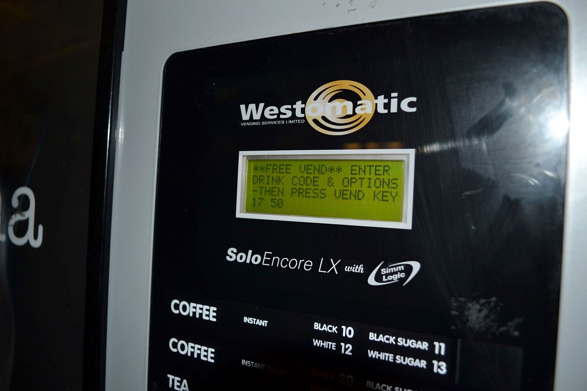 1 x Westomatic Solo Encore LX Hot Drink Vending Machine With Sim Logic - Ref: M390 - Image 3 of 5