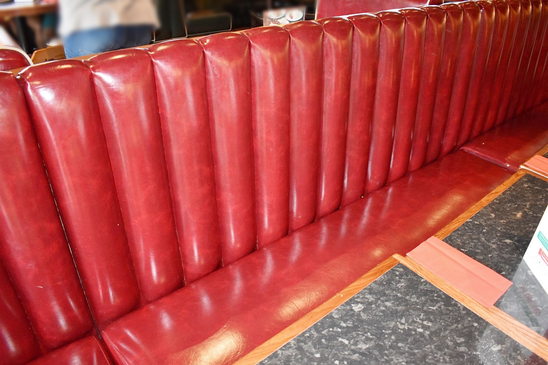 1 x Long Restaurant Seating Bench - Retro 1950s American Diner Design - Red Faux Leather