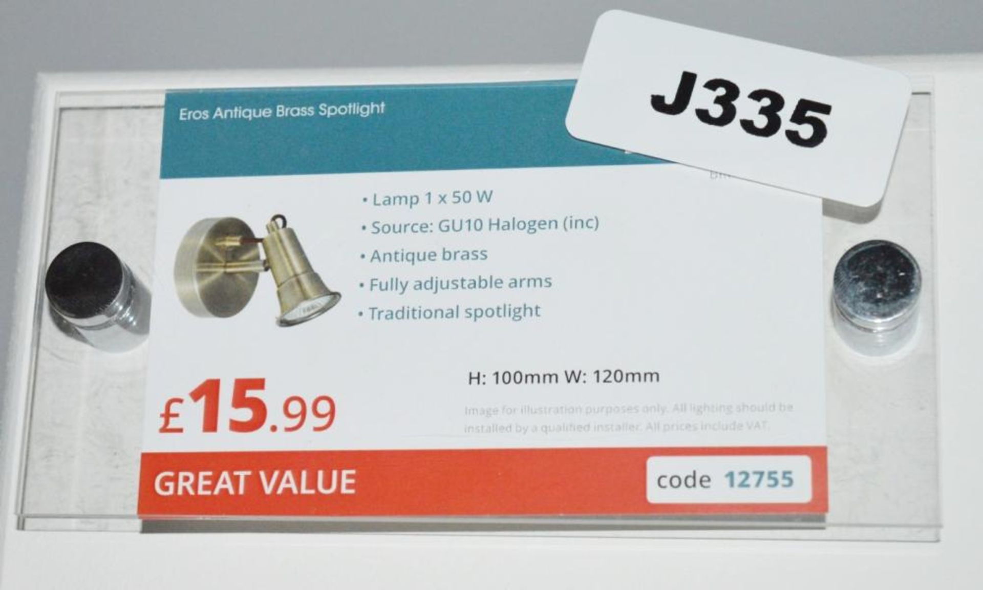 2 x Antique Brass Spotlight - Ex Display Stock - Ref - J335, J336 - CL298 - Location: Altrincham WA1 - Image 3 of 4