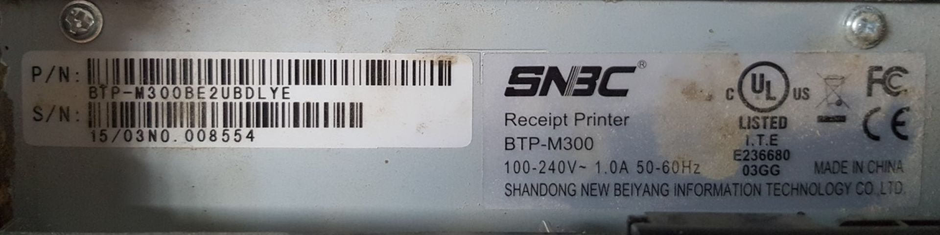 1 x SNBC Ethernet/USB Receipt Printer BTP-M300 Black - Ref BY114 AC3 - Image 4 of 5