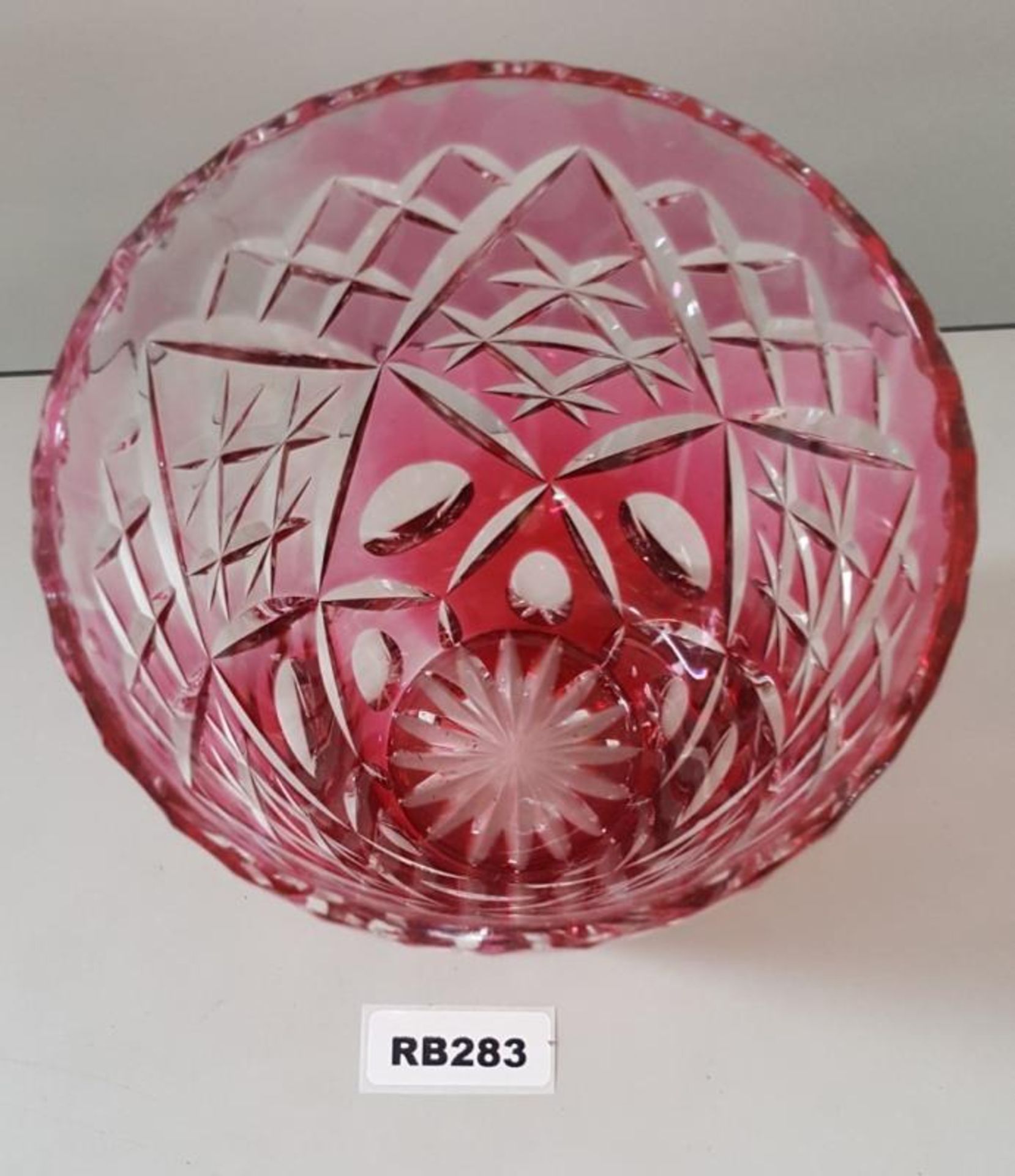 1 x Bohemian Cranberry Cut Glass Vase H20cm - Ref RB283 E - CL334 - Location: Altrincham WA14 NO VAT - Image 2 of 4