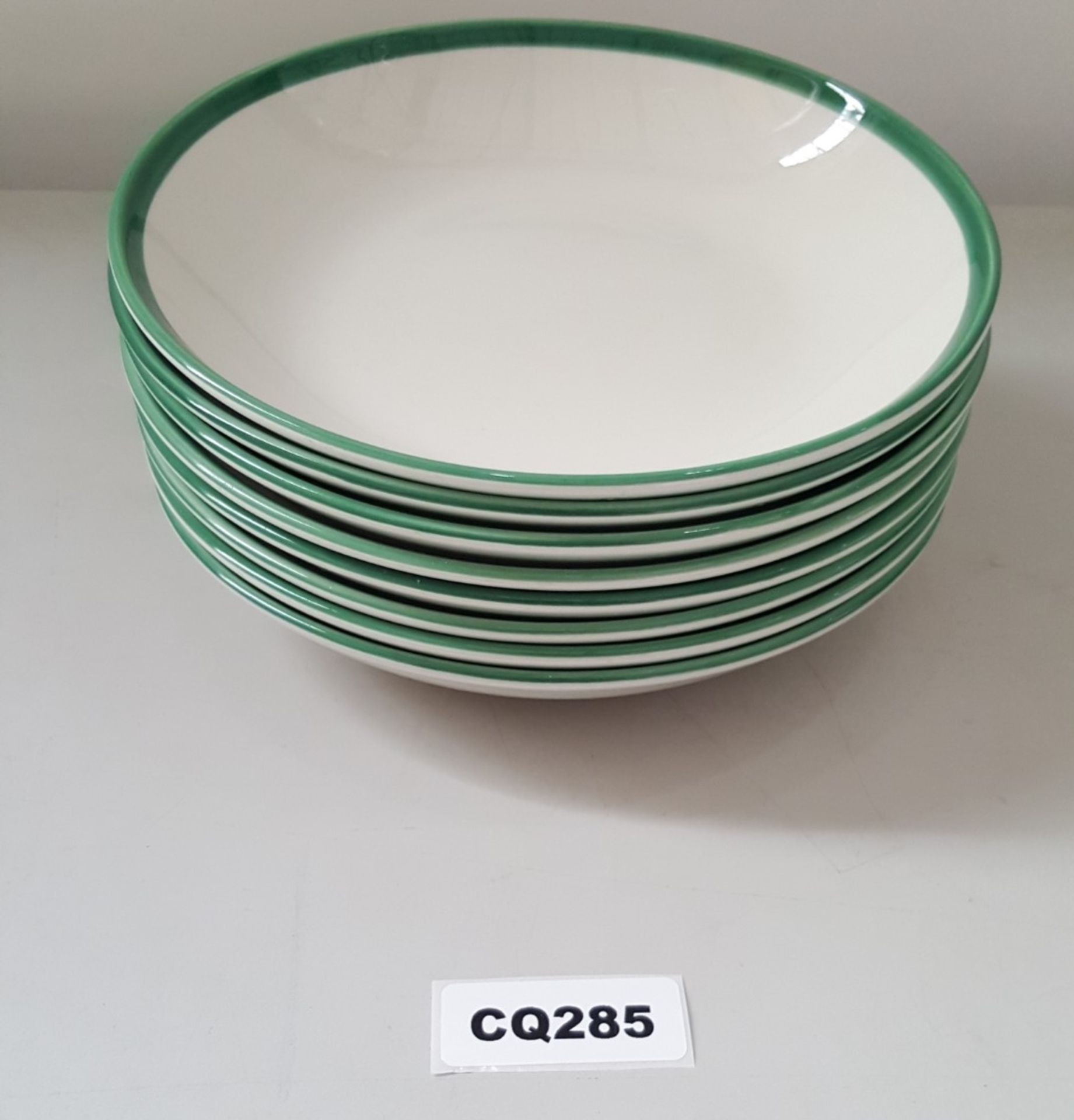 8 x Steelite Coupe Bowls White With Green Outline Egde 21CM - Ref CQ285
