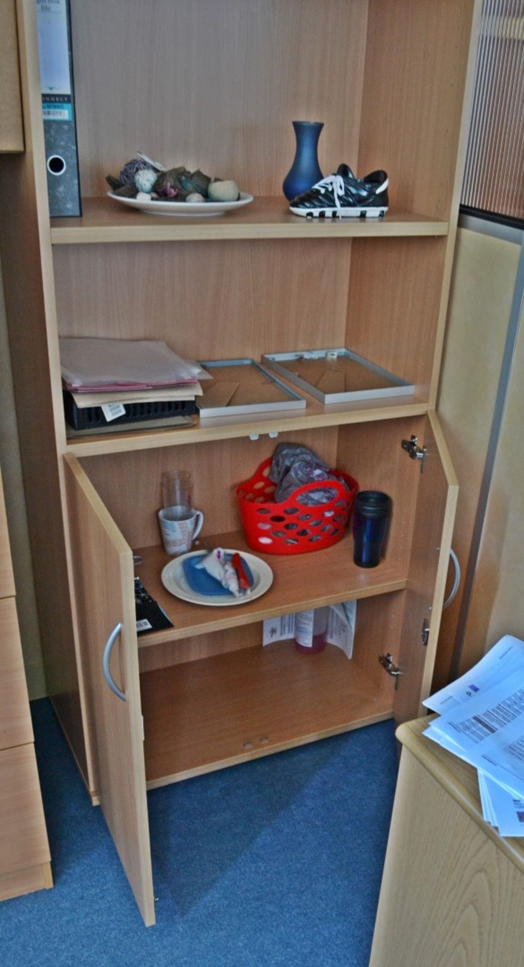 3 x Office Wooden Bookcase Storage Cabinets Finished In Beech - Location: Wakefield WF16 - Image 3 of 3