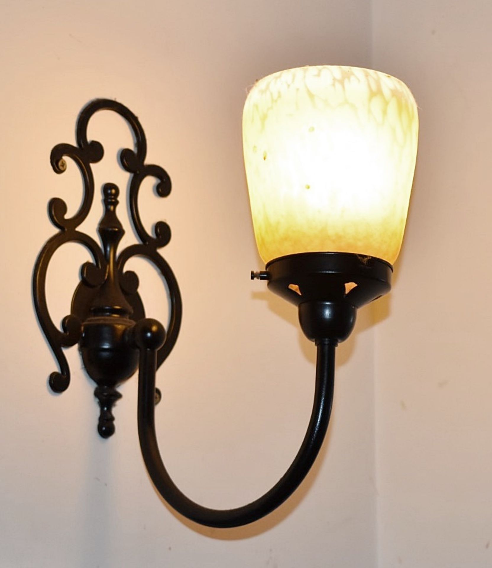 4 x Black Gothic Wall Sconce Lights With Glass Shades - CL420 GF - From a Popular Mexican Themed - Image 2 of 3