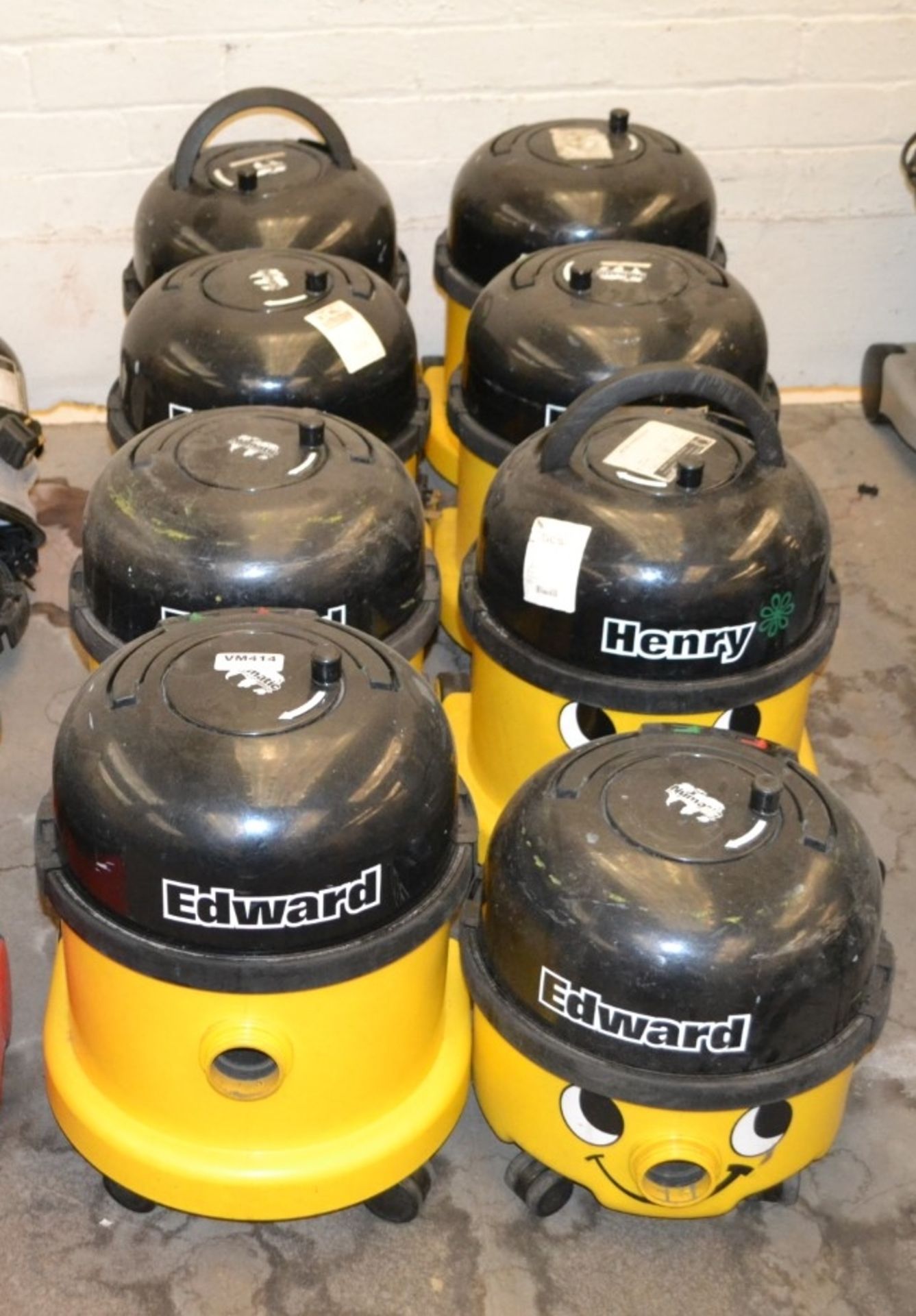 8 x Yellow Numatic Commercial Vacuum Cleaners - Ref: VM414 - CL409 - Location: Wakefield WF16