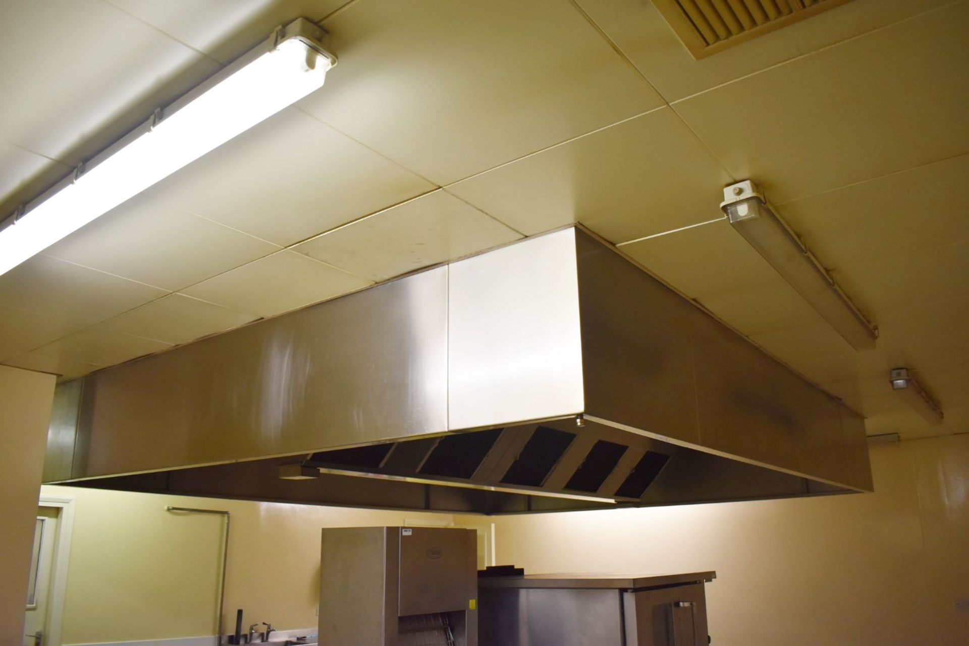 1 x Commerical Kitchen Ceiling Mounted Extractor Hood - Stainless Steel - Breaks into Multiple Parts