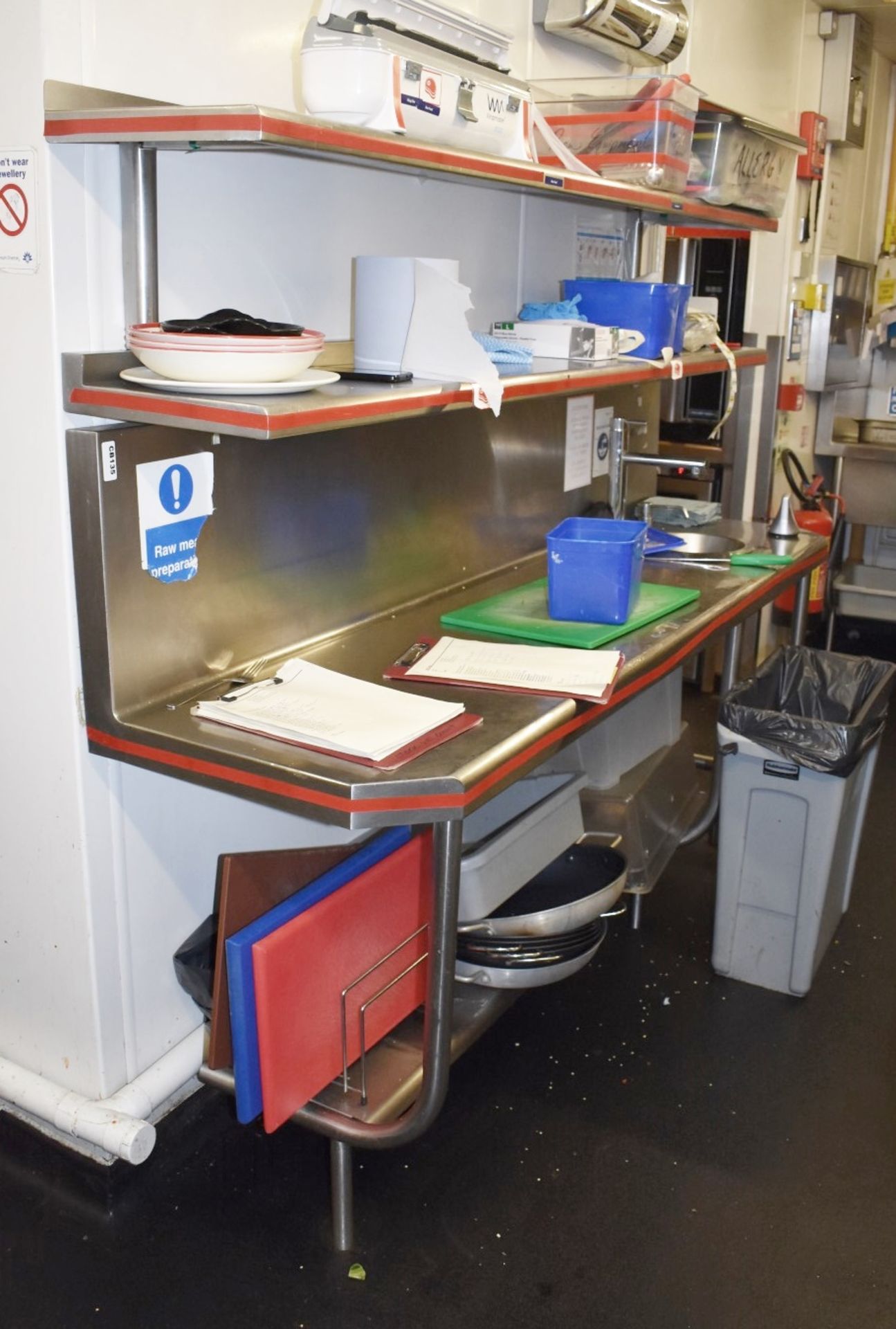 Commercial Wall-Mounted Stainless Steel Prep Area With Shelving