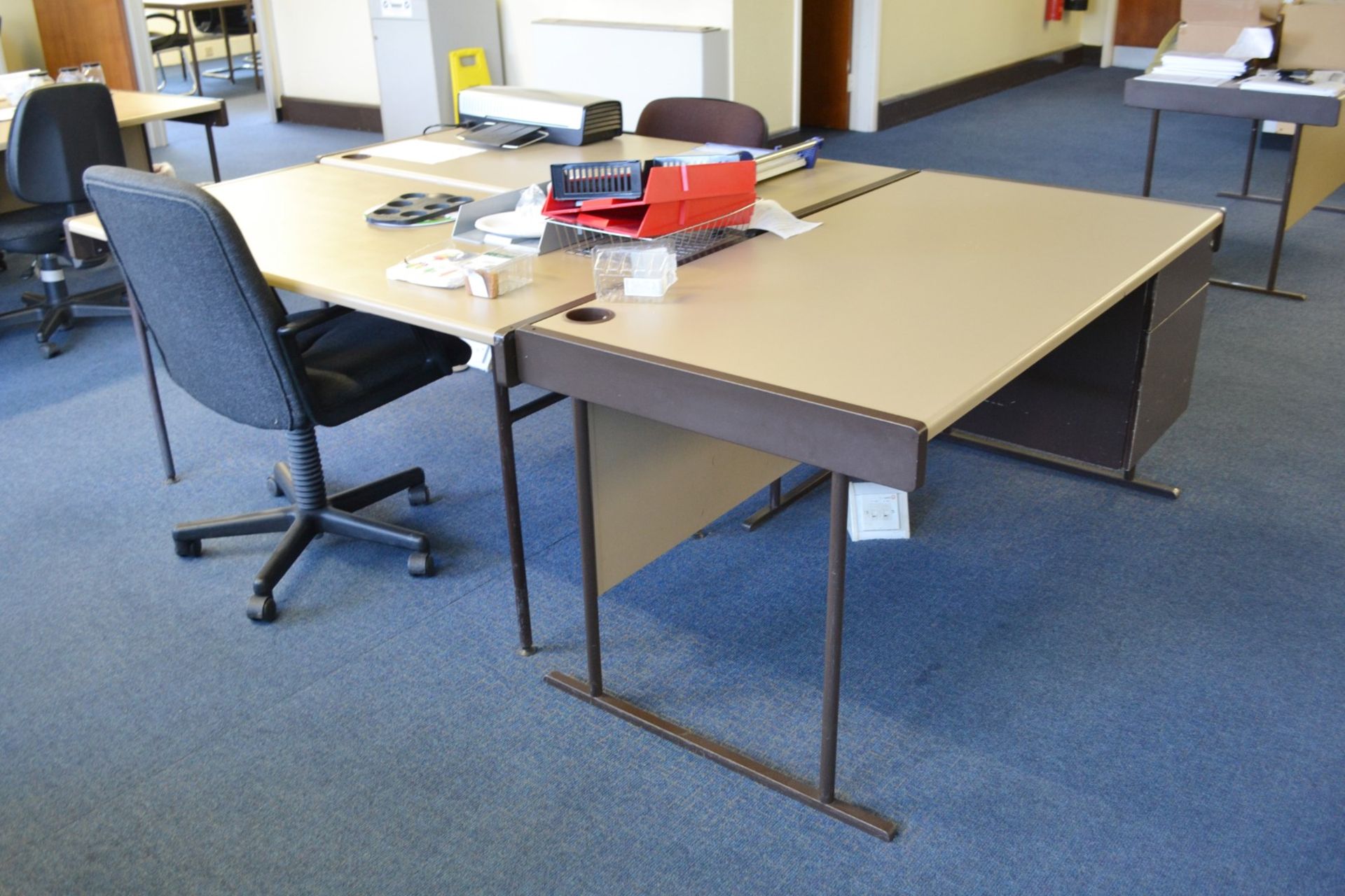 3 x Beige Rectangular Office Desks - Ref: VM354 - CL409 - Location WF16 - Image 3 of 3