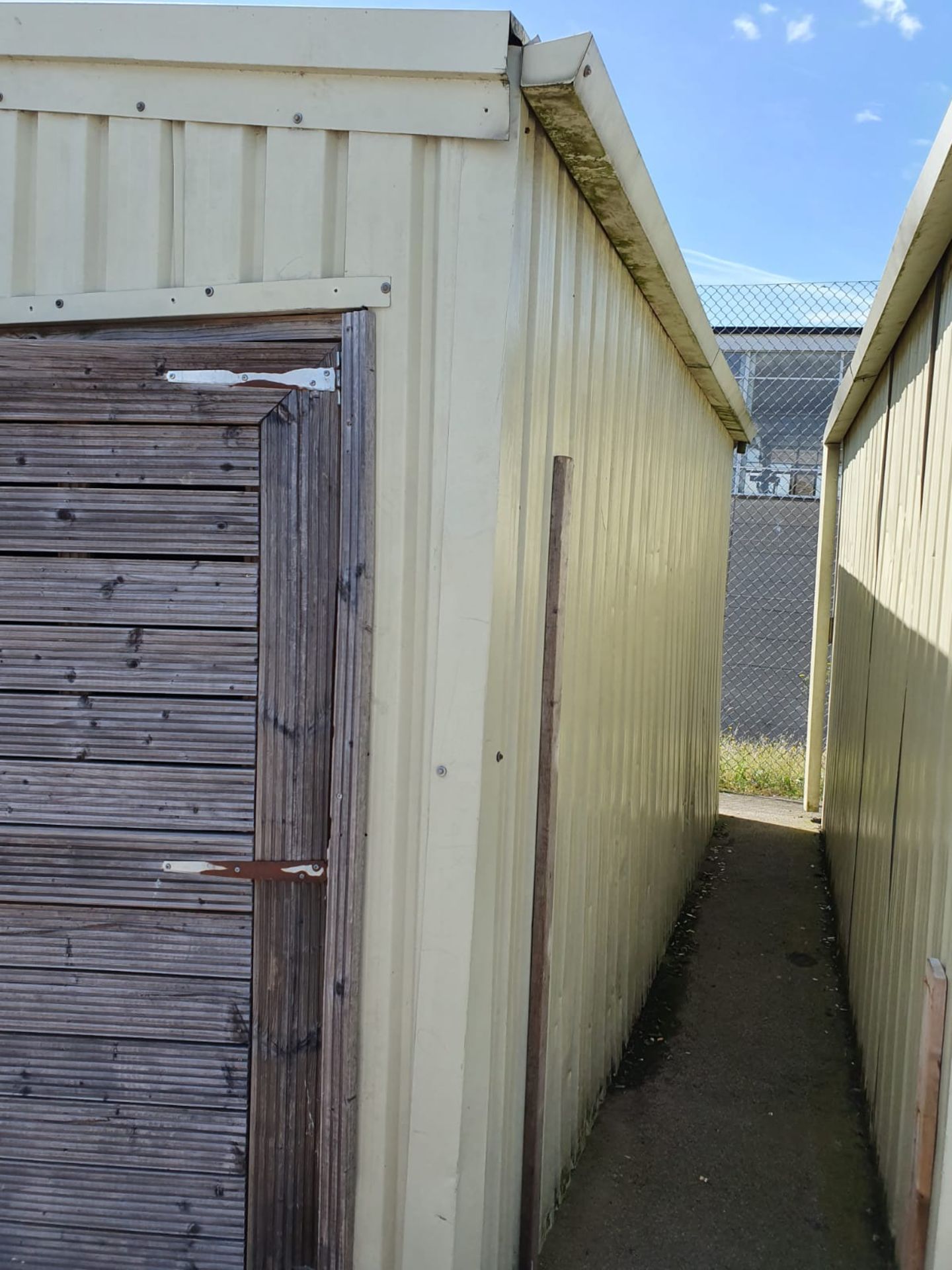 1 x Large Steel Storage Shed Container With Four Wooden Folding Doors - Approx Dimensions 5M x 5M - Image 16 of 18