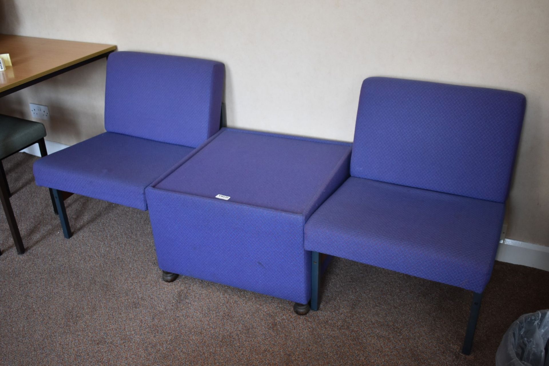 1 x Reception Suite in Blue - Includes Two Chairs and One Table - Overall Width 180cms - Ref VM235