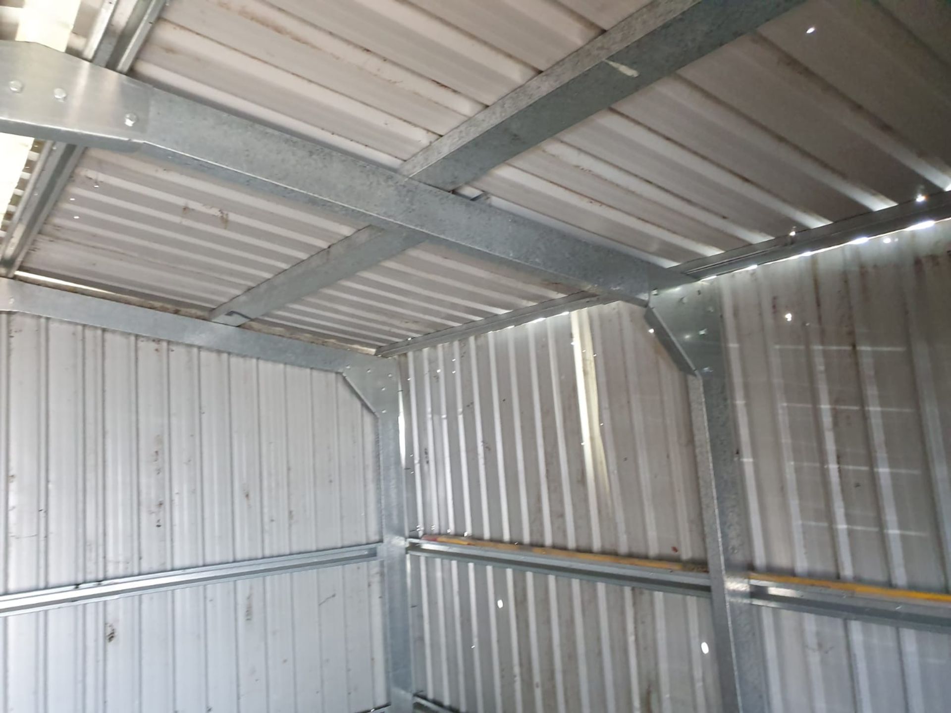 1 x Large Steel Storage Shed Container With Four Wooden Folding Doors - Approx Dimensions 5M x 5M - Image 6 of 18