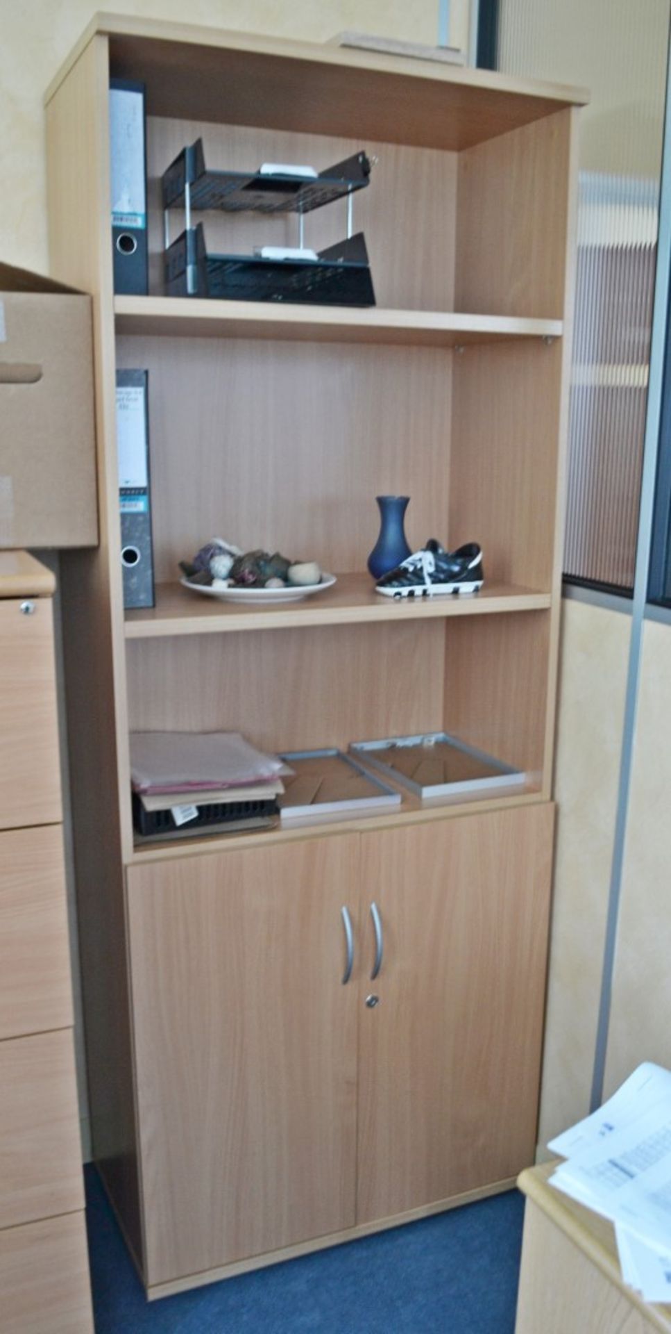 3 x Office Wooden Bookcase Storage Cabinets Finished In Beech - Location: Wakefield WF16 - Image 2 of 3