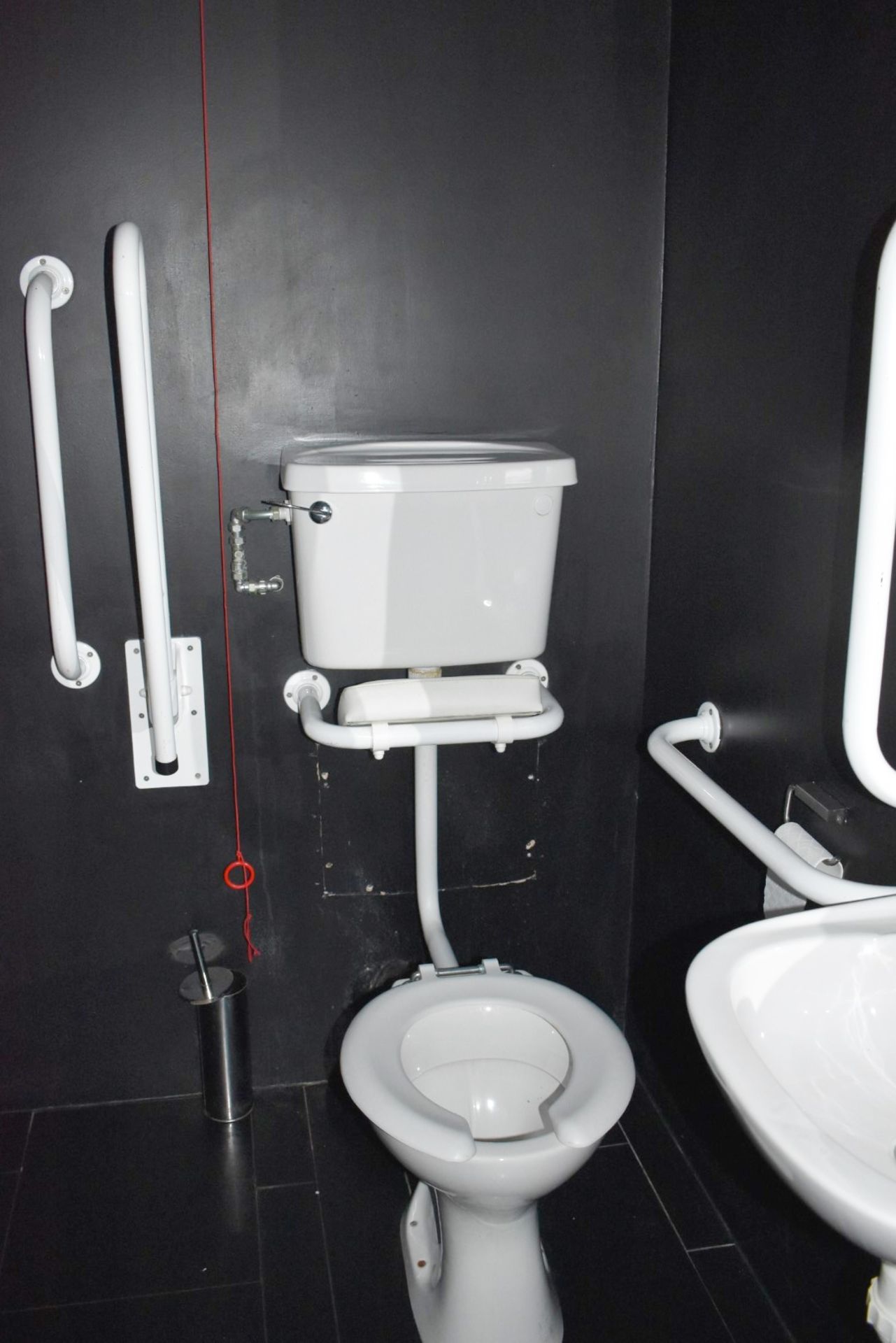 1 x Contents of Disability Toilets - Includes Toilet Basin With Cistern, Various Hand Rails and Sink - Image 4 of 4