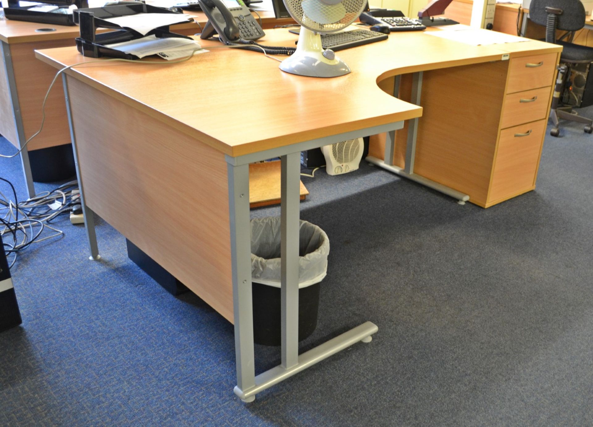 1 x Beech Office Desk And Pedestal - Ref: VM390 - CL409 - Location Wakefield WF16 - Image 2 of 4