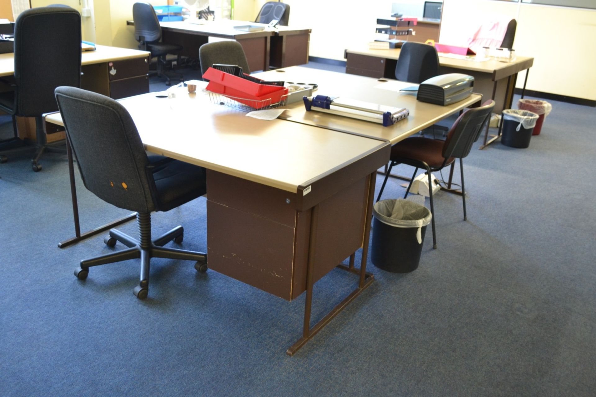 3 x Beige Rectangular Office Desks - Ref: VM354 - CL409 - Location WF16
