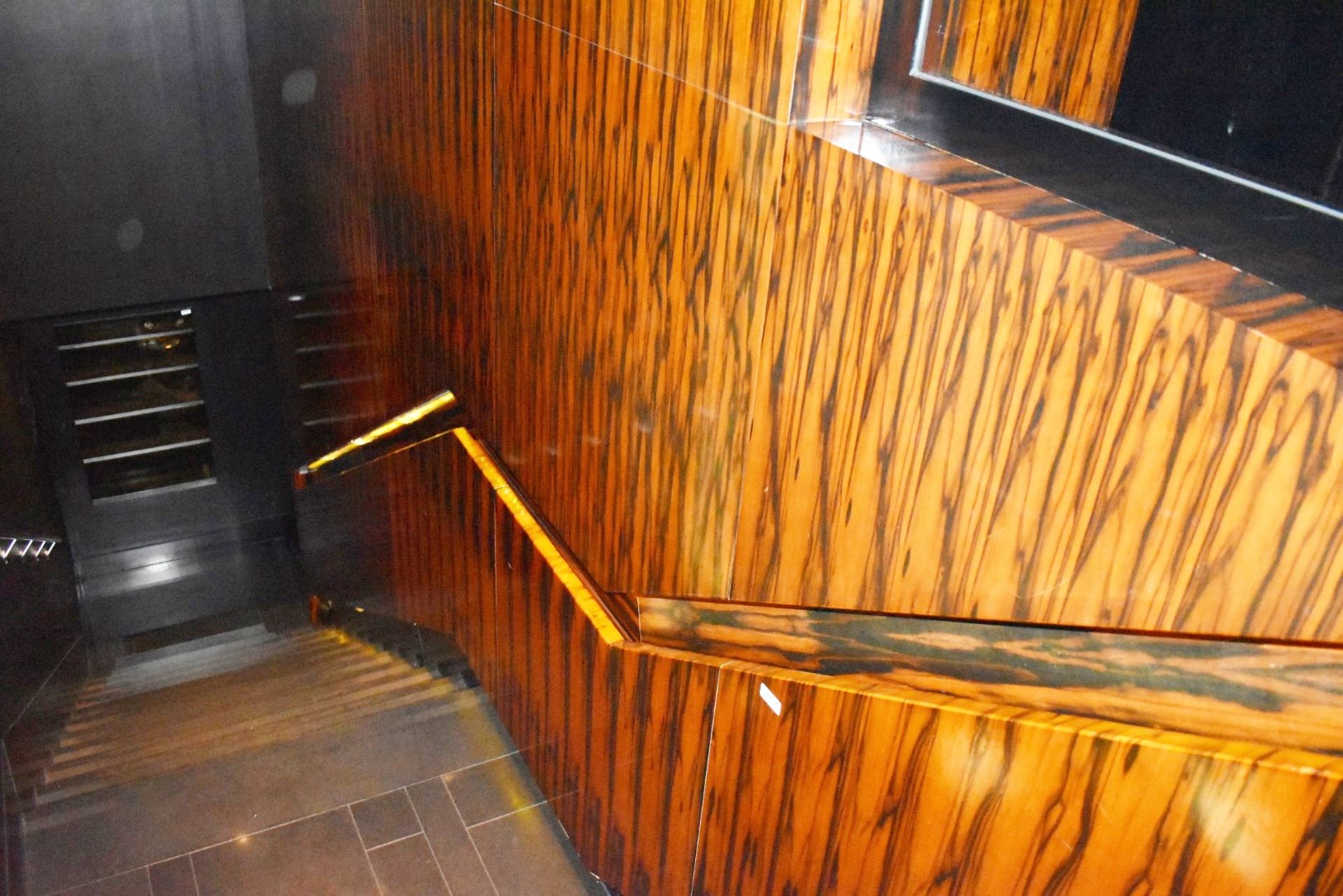 1 x Zebrano Wood Stair Panelling With Integrated Illuminated Hand Rail - Five Metres In Length - - Image 4 of 6