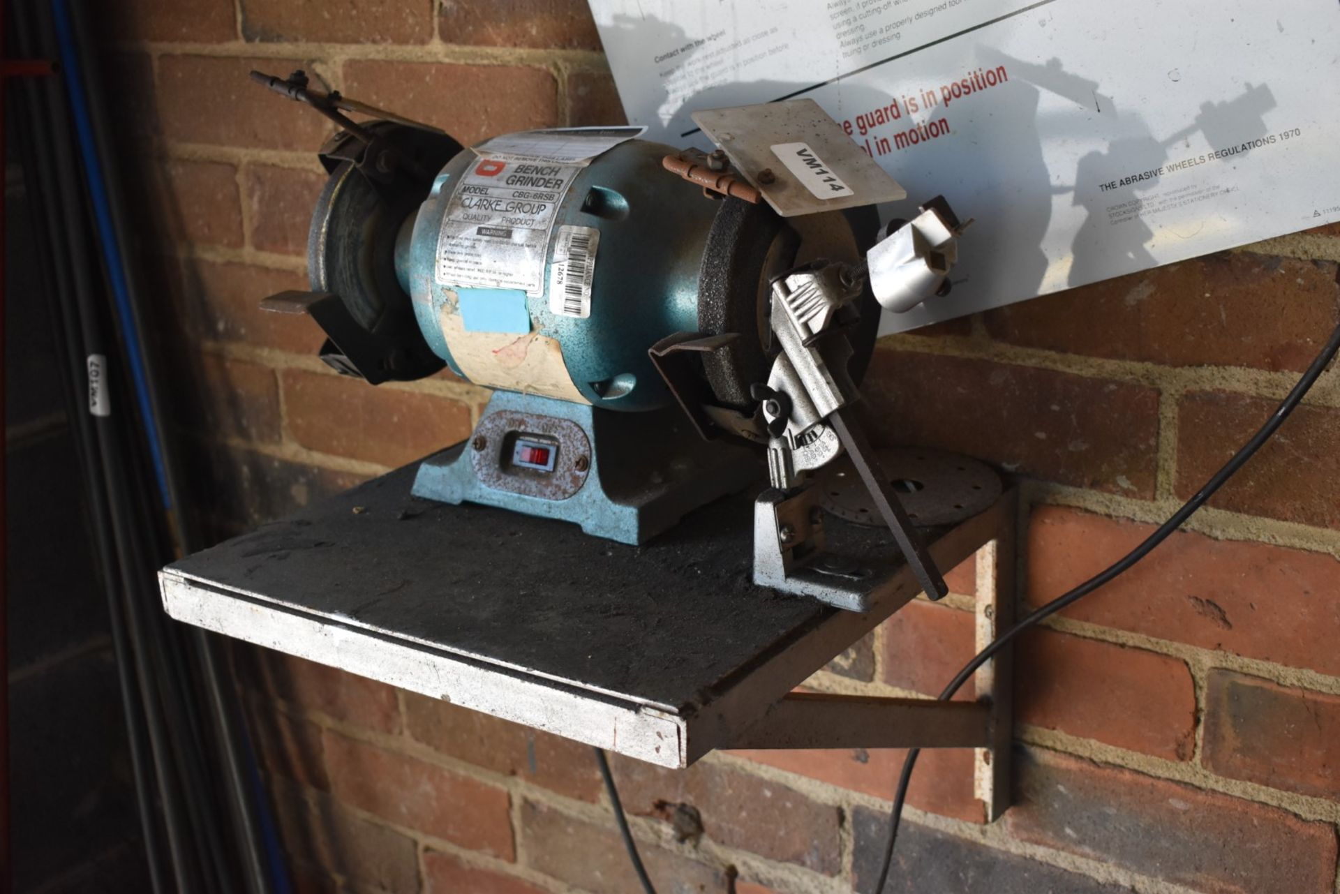 1 x Clarke 3600 RPM 240v Bench Grinder - Model CBG-6RSB - Ref VM114 - CL409 - Location: Wakefield - Image 3 of 5