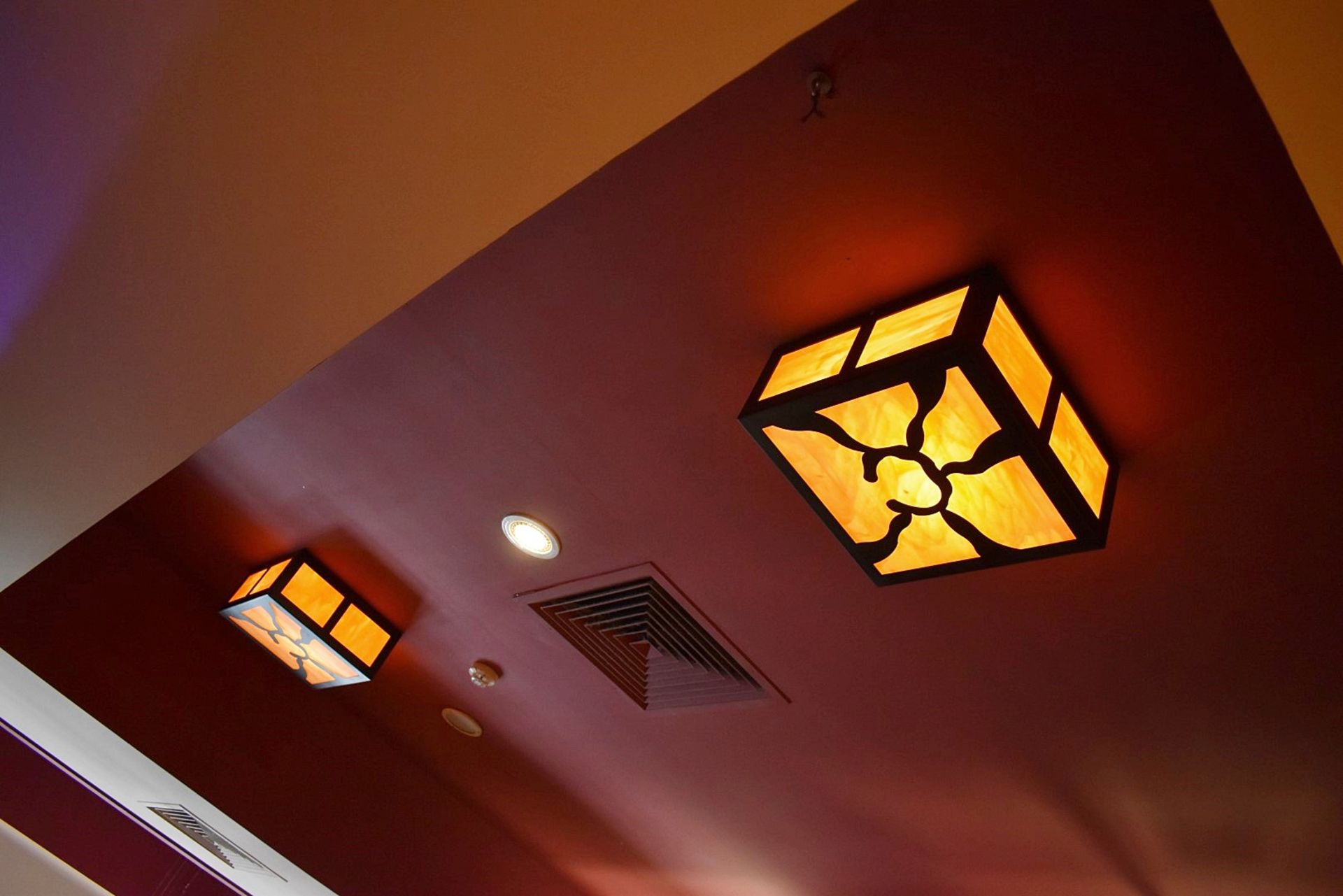 4 x Large Square Ceiling Lights With Artisan Glass Shades - Image 3 of 4