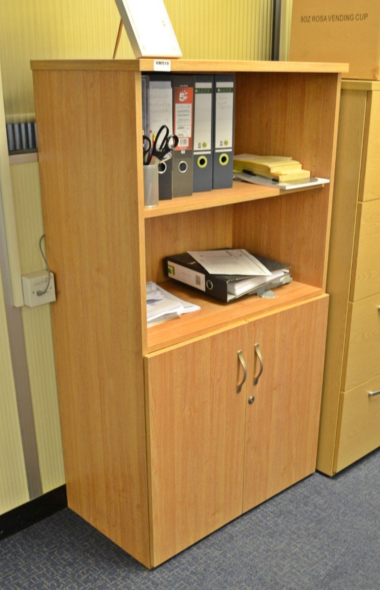 1 x Large Office Desk Set Finished In Beech - Ref: VM519, 521/Main Landing B1 - CL409 - Location: - Image 8 of 10