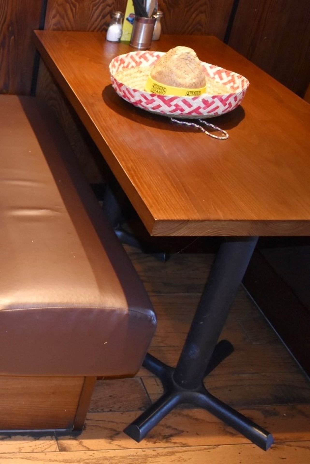 1 x Restaurant Dining Table With A Dark Wooden Top And Cast Iron Base - Image 2 of 2