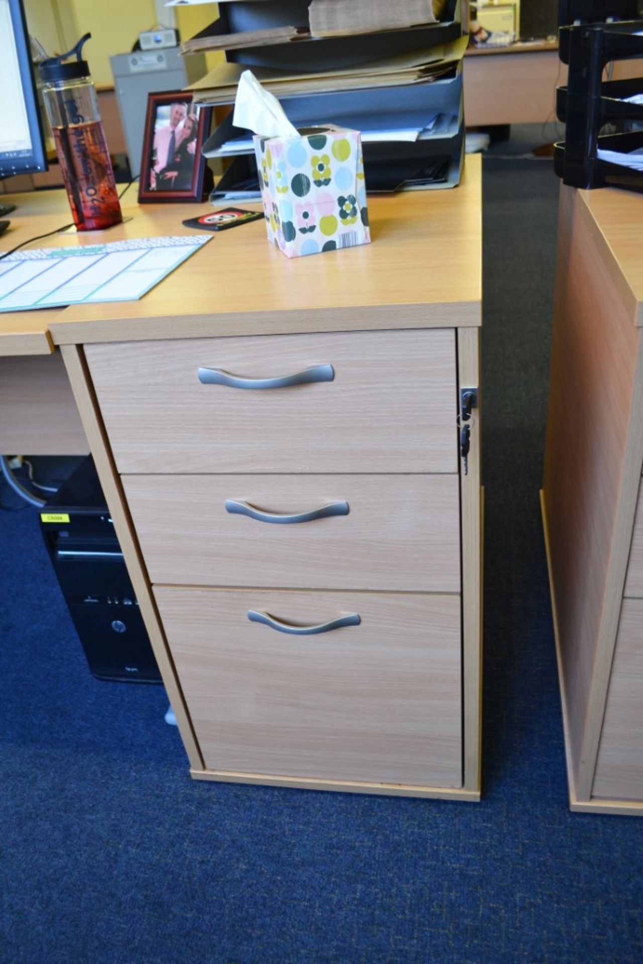 1 x Beech Office Desk And Pedestal - Ref: VM507 - CL409 - Location: Wakefield WF16 - Image 3 of 4