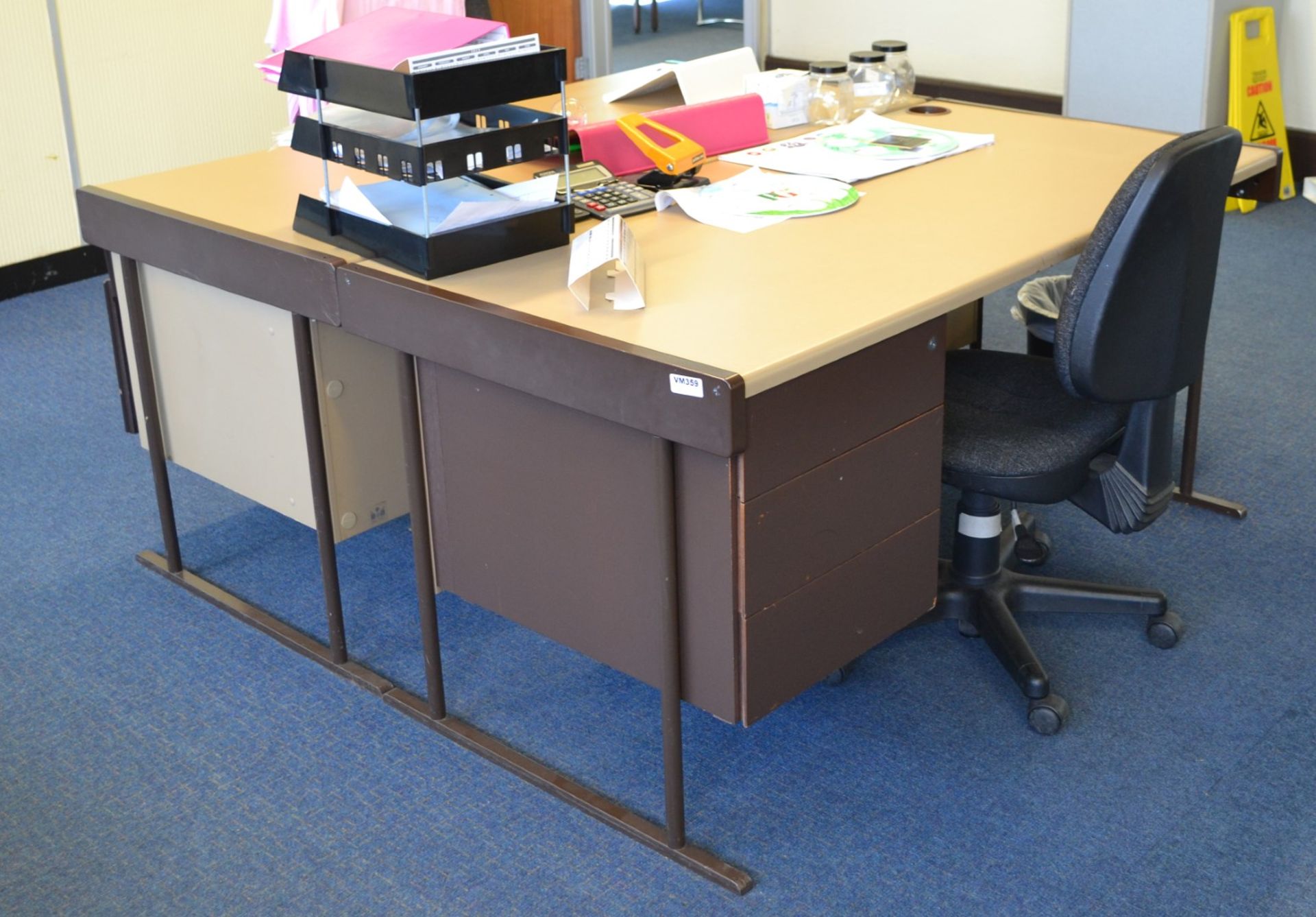 2 x Beige Rectangular Office Desks - Ref: VM359 - CL409 - Location WF16