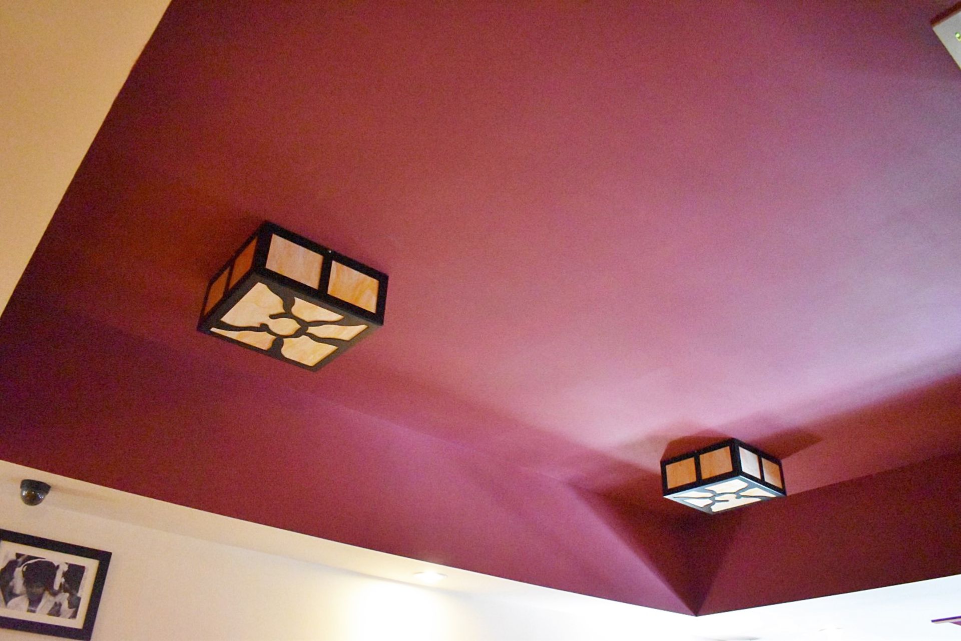4 x Large Square Ceiling Lights With Artisan Glass Shades - Image 2 of 4